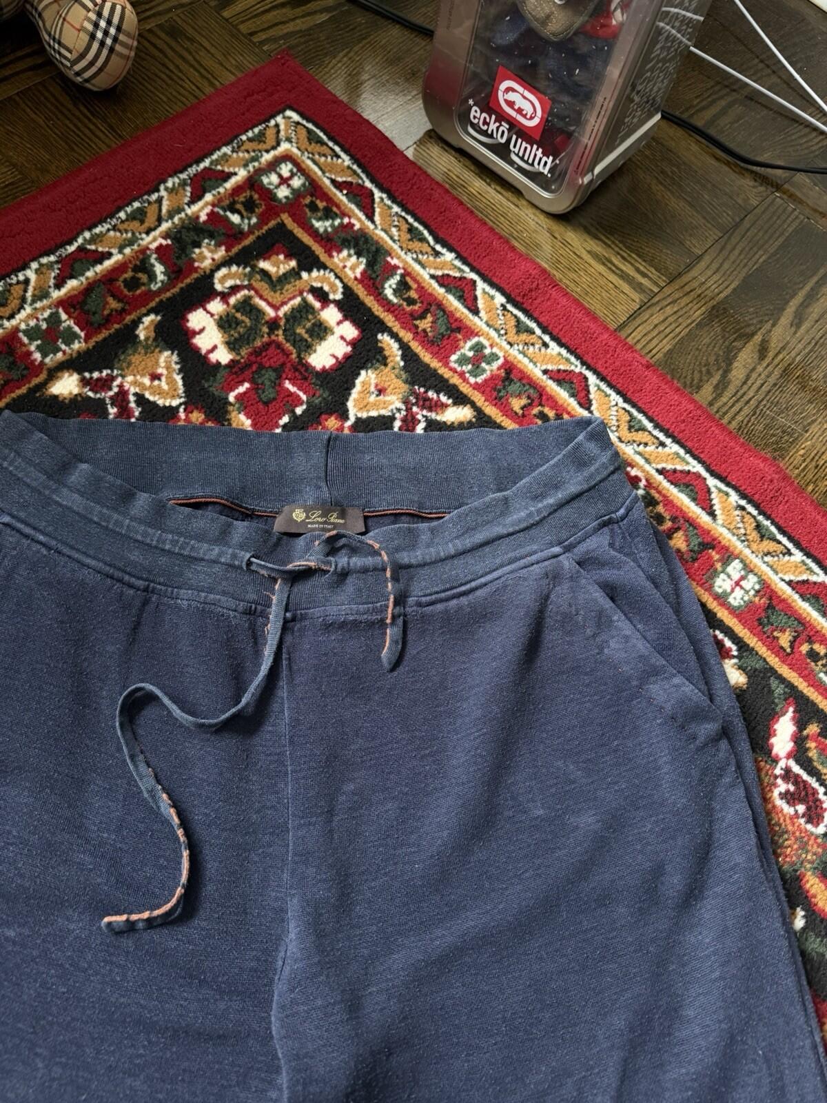 Loro Piana Tapered Linen Joggers Sweatpants Pants Blue Sz XL