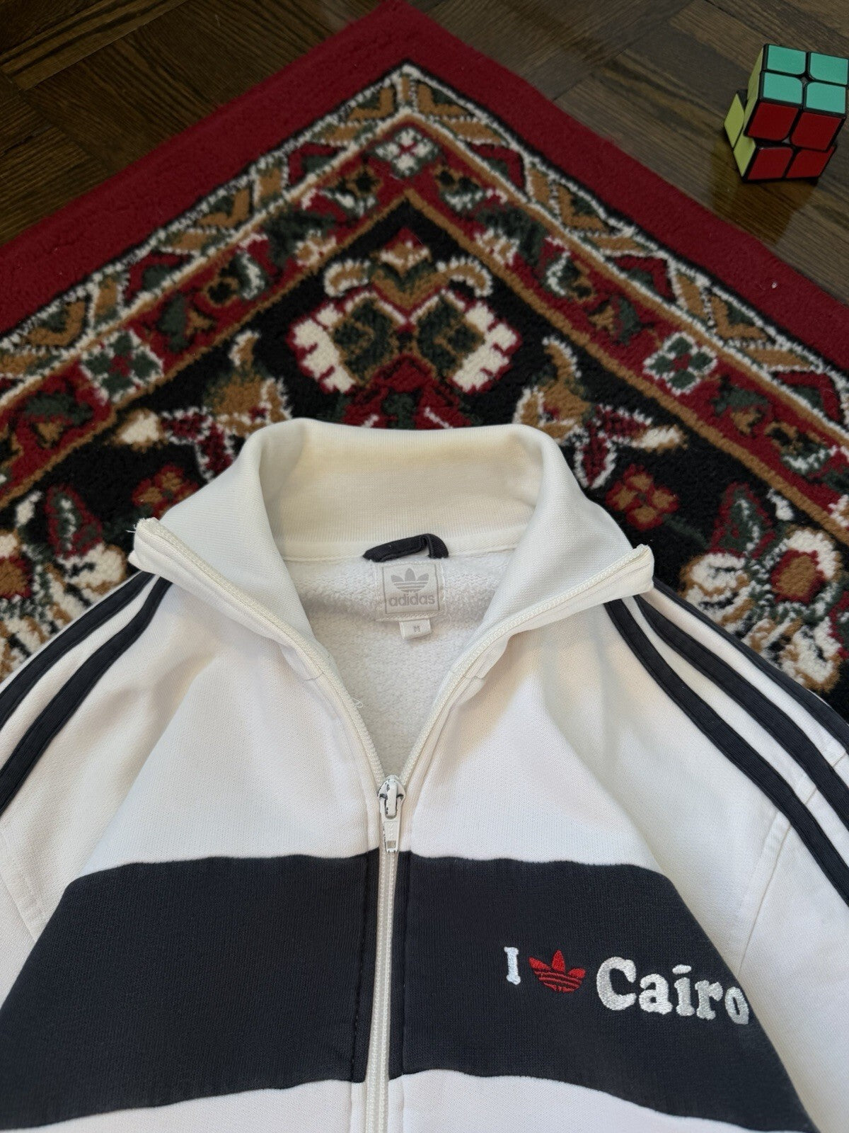 00s Adidas Vintage "I Love Cairo" Zip Up Sweater Track Jacket
