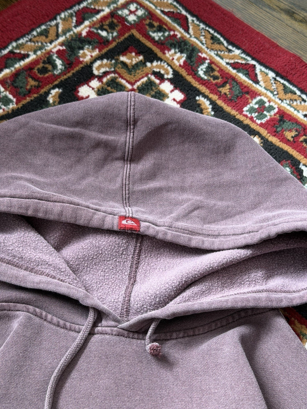 Vintage 00s Y2K Quicksilver Surf Boarding Hoodie Burgundy Dyed Mens Size S