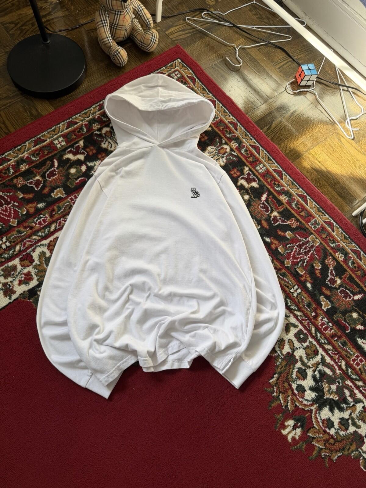 Octobers Very Own Lightweight Hoodie Mens L White Owl Logo Sweatshirt OVO Drake