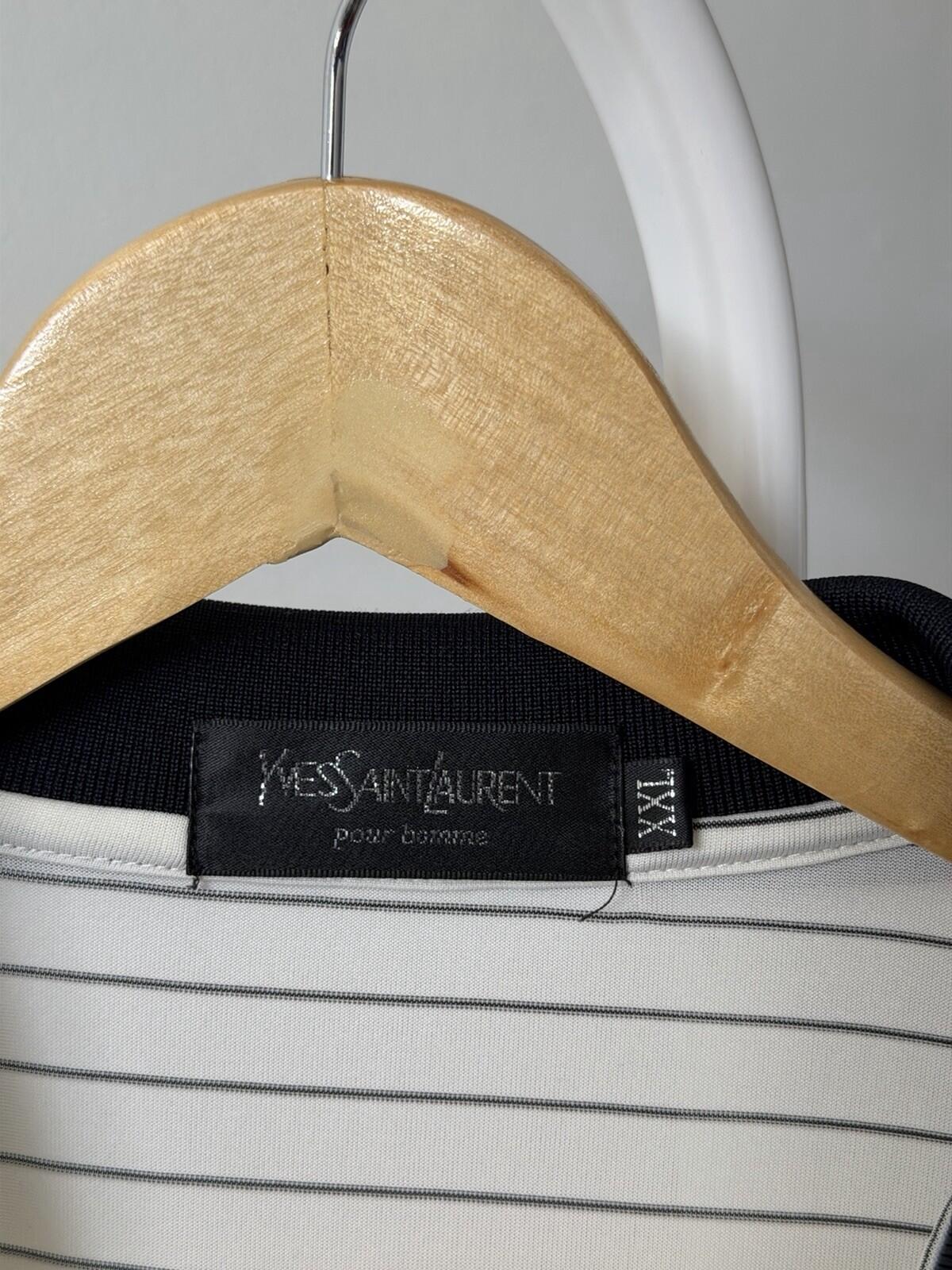 Yves Saint Laurent Cream & Black YSL 100% Silk Polo T-Shirt Mens Size XXL Tee
