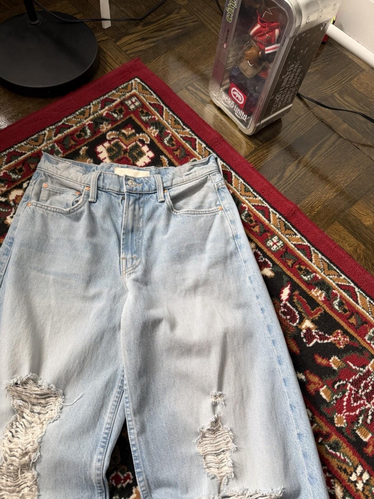MOTHER Superior ‘The Spinner Zip Sneak’ Wide Denim Jeans Pedal Faster 26