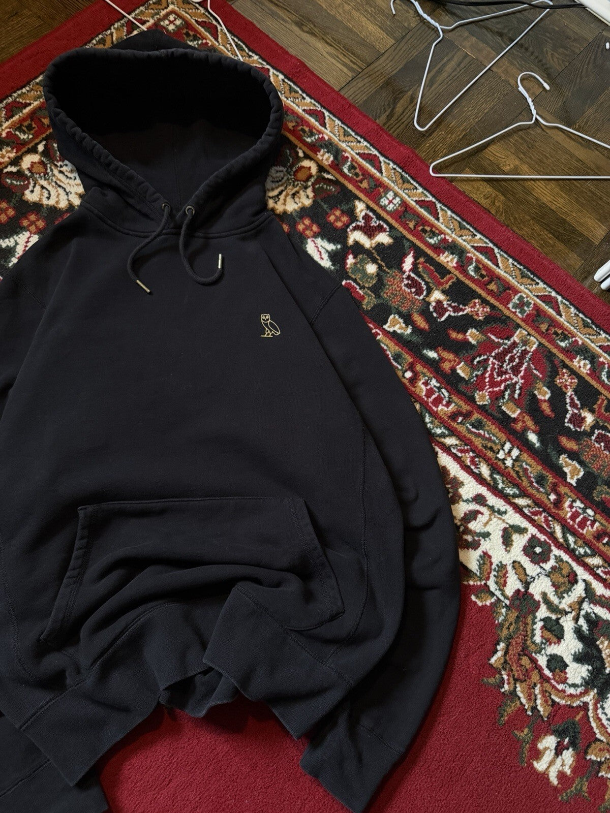 OVO October's Very Own Black Hooded Pullover Owl Logo Hoodie Men M Drake