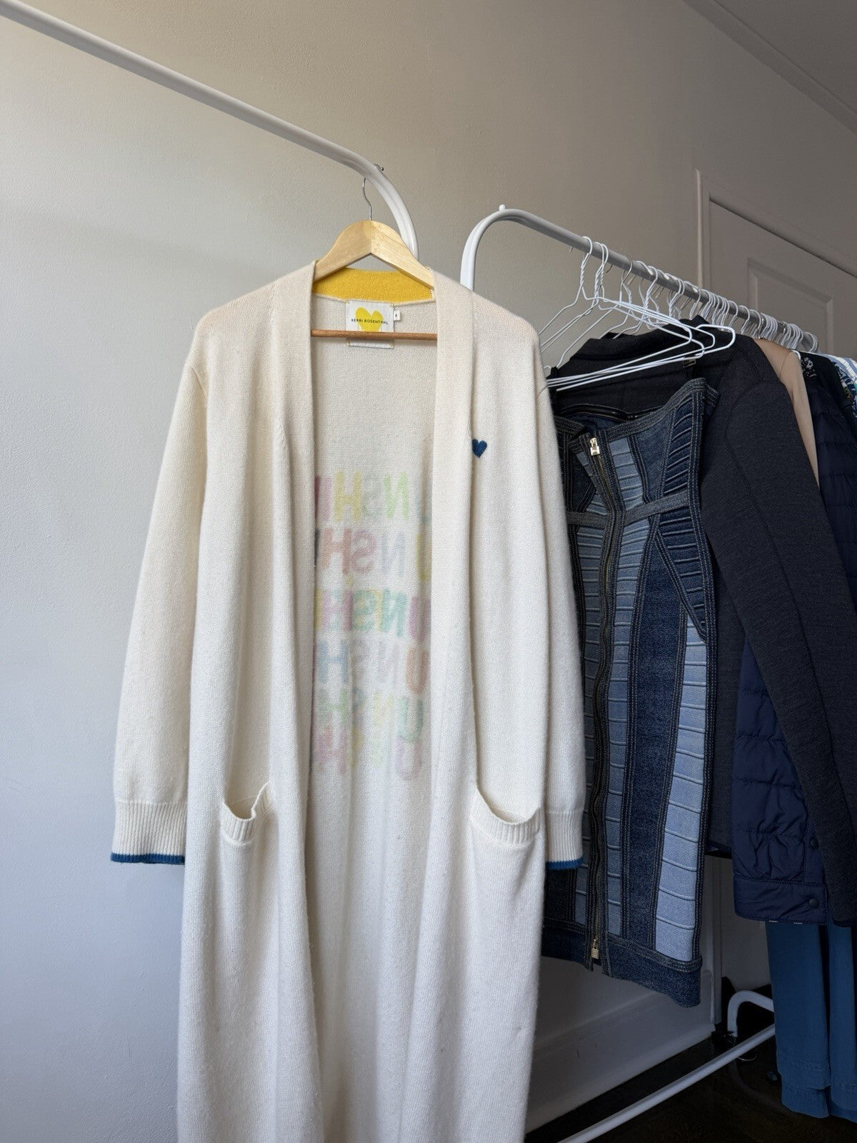 SUPER RARE Kerri Rosenthal Cashmere Open Front Long Cardigan Size S
