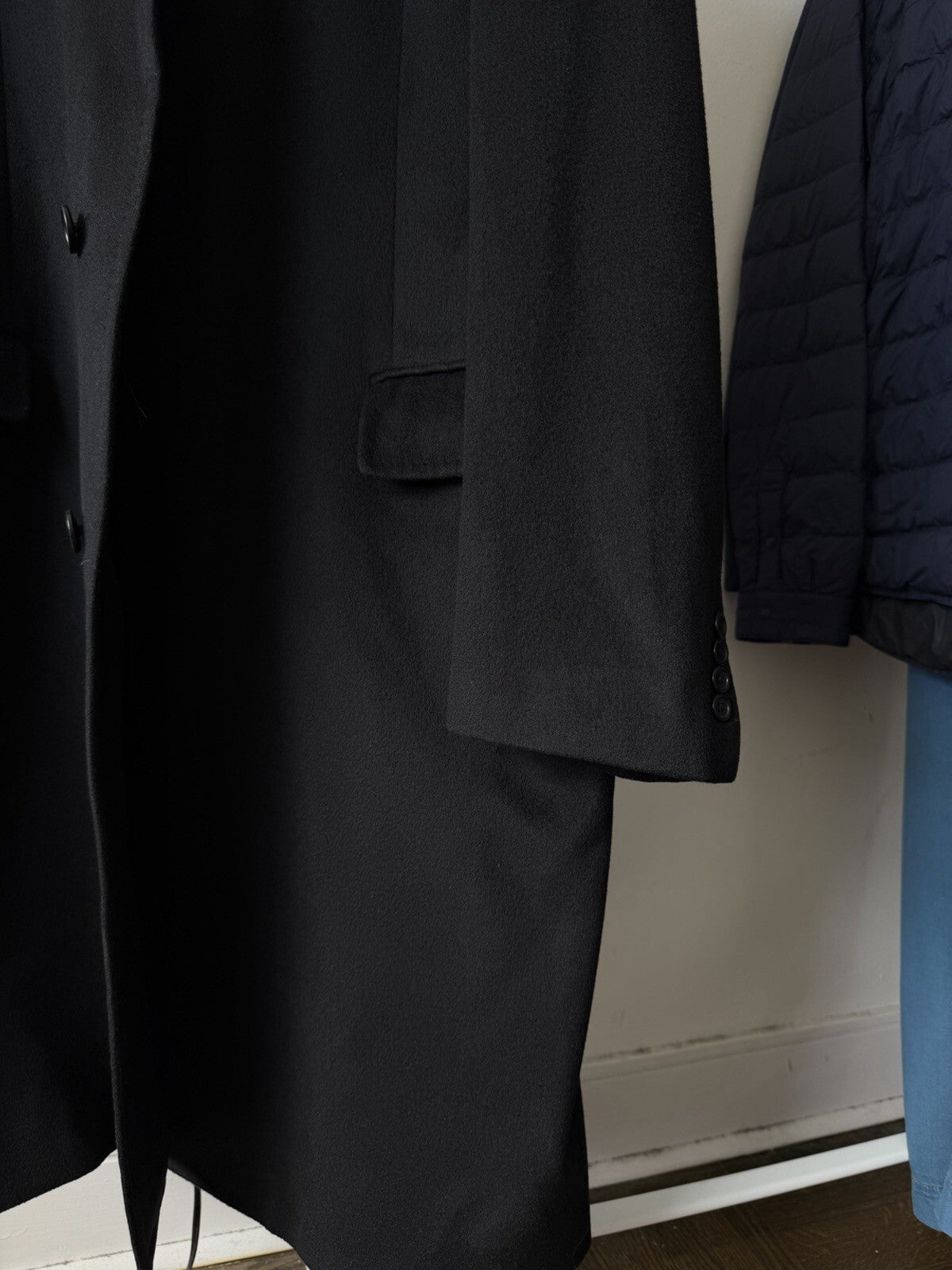 LOUIS DELL'OLIO Vintage Cashmere Black Coat Jacket 3 button Size 42