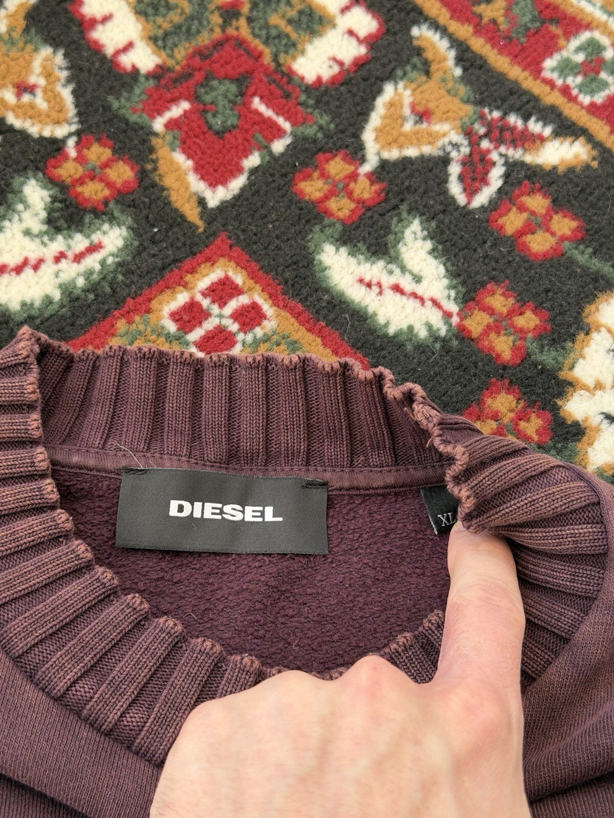 Vintage Diesel Distressed Faded Sweatshirt Zip Sleeves  Avantgarde Style Size XL