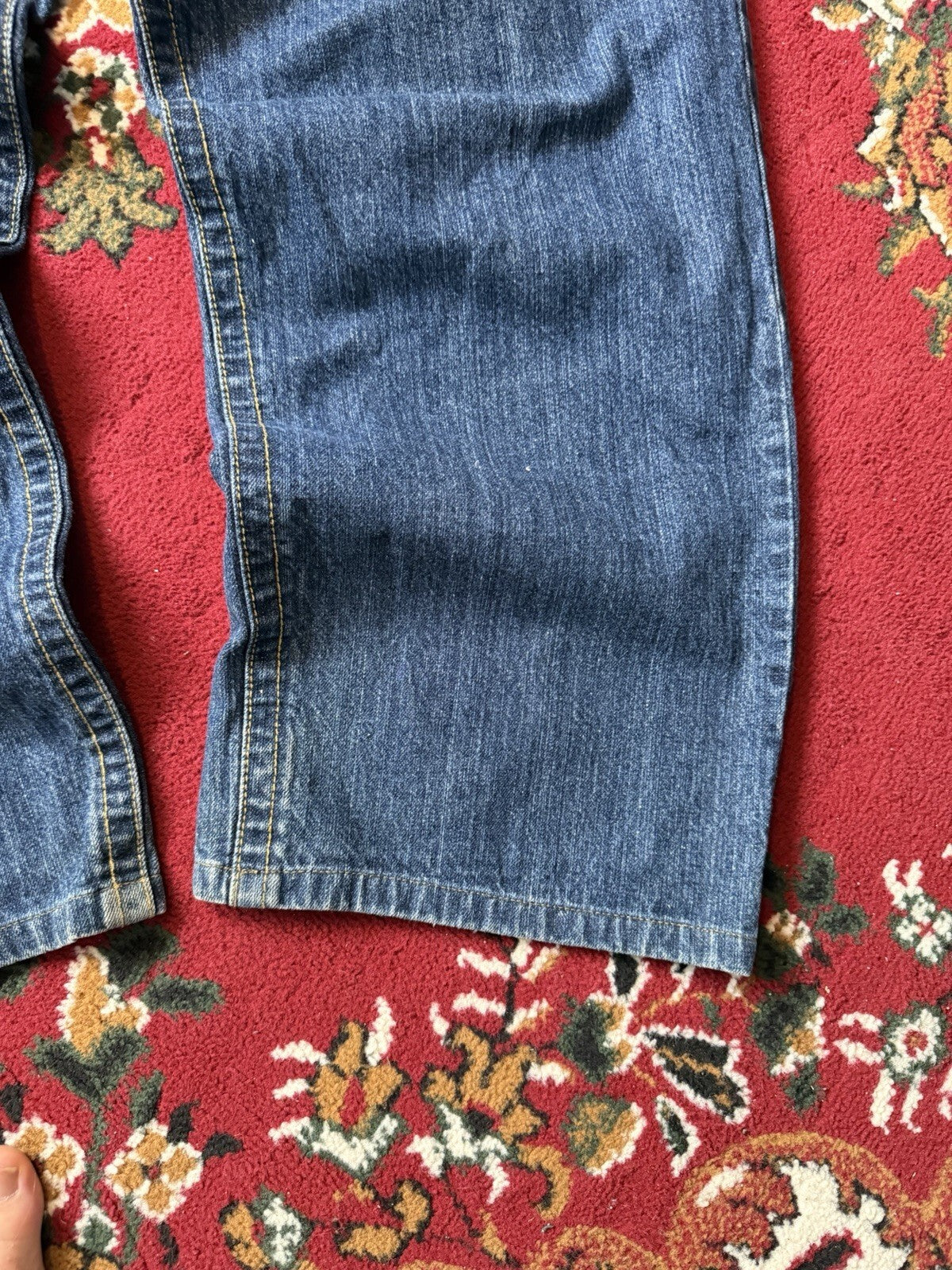 Vintage Request Lion Print Jeans Men 38/32 Blue Denim Embroidered Y2K 90s Skater