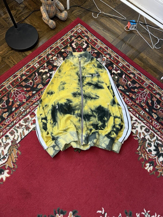 Palm Angels Yellow Tie Dye Velour Track Jacket Yellow Size XL
