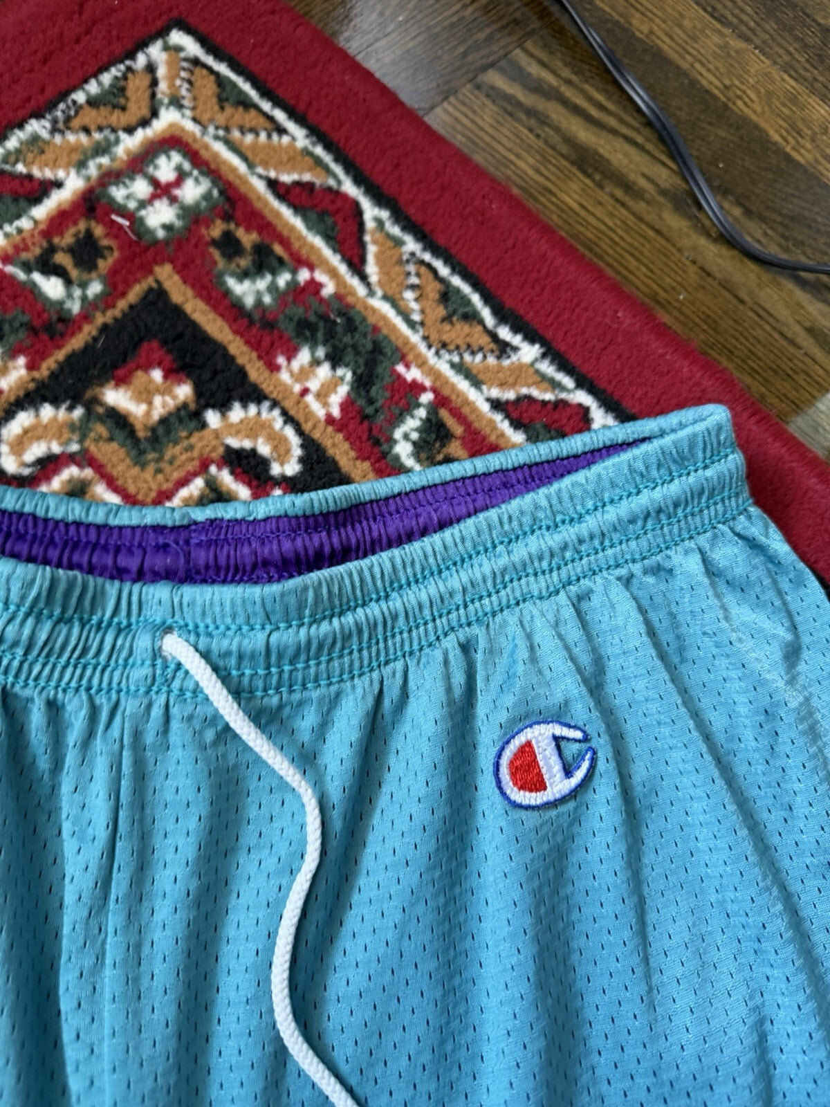 Vintage Champion 80s Reversible Basketball Shorts Purple / Green