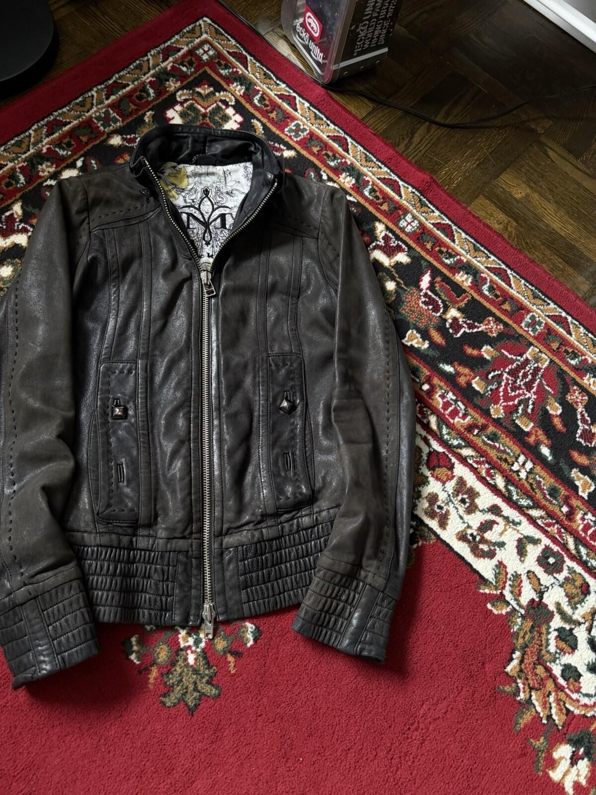 Mackage Buttery Lambskin Leather Jacket Sz XS Brown Vintage Graphic Lining
