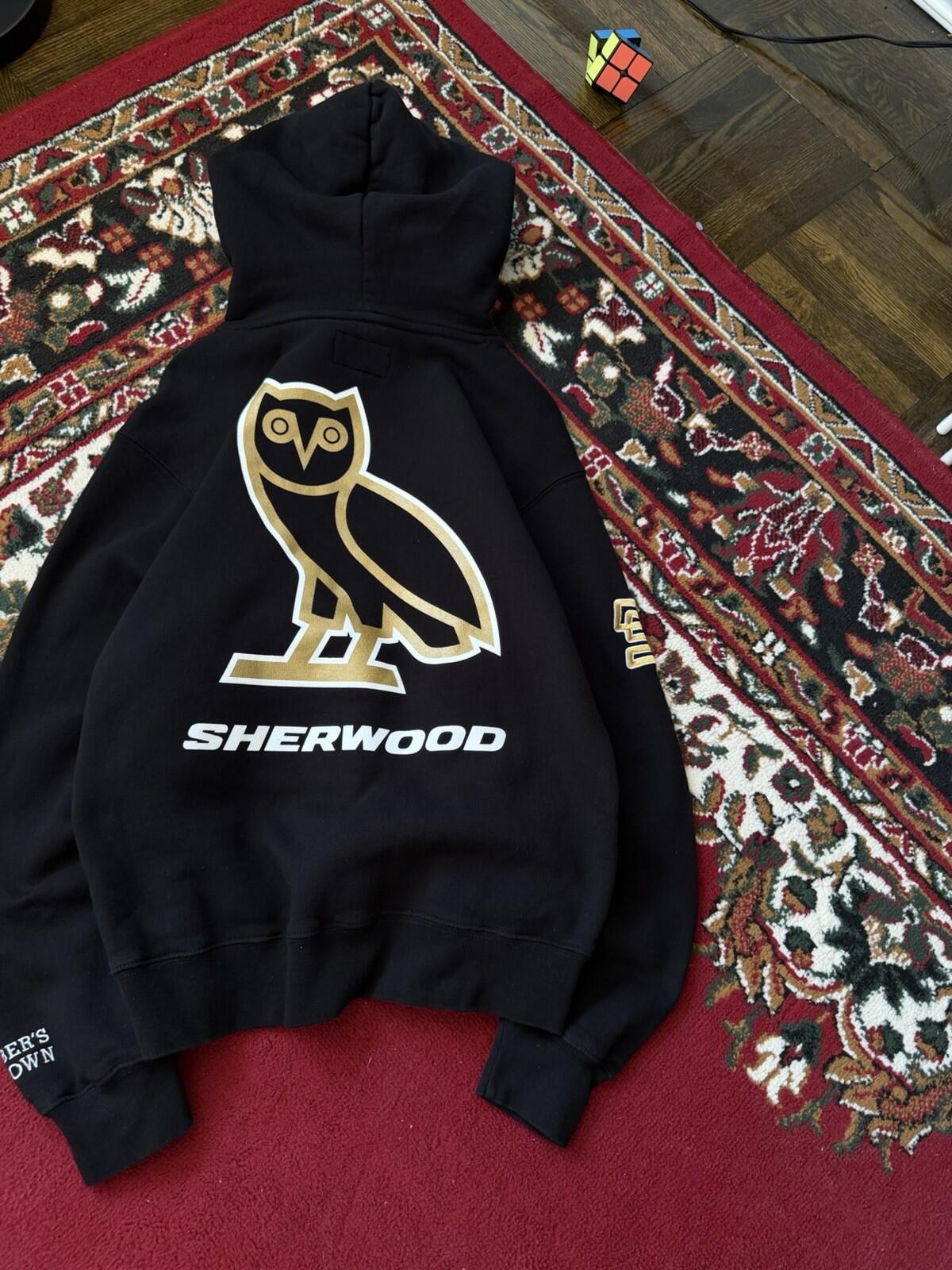 OVO x Sherwood Street Hockey Hoodie October’s Very Own Drake Owl Black Gold SzXS