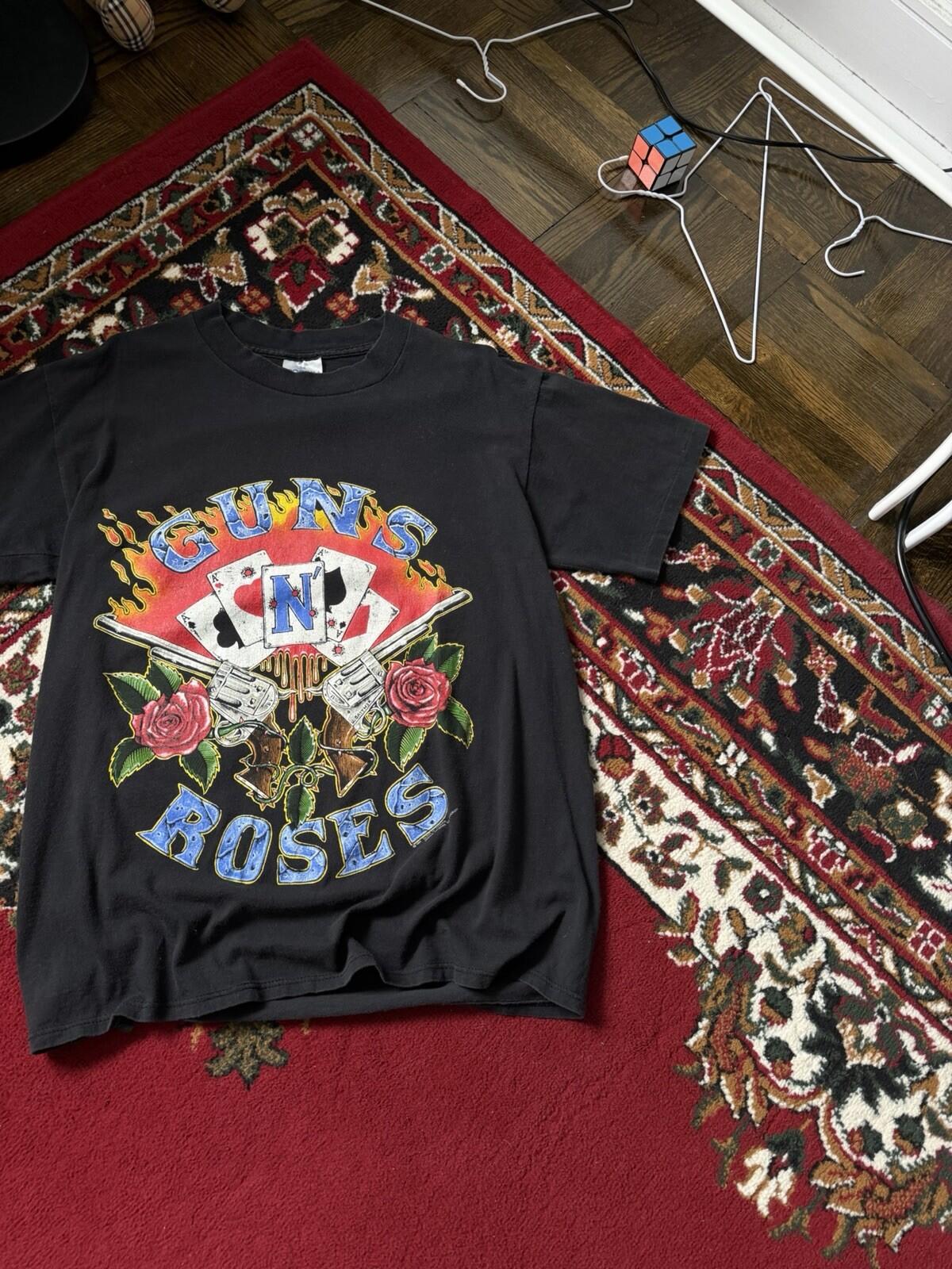 90s Guns N Roses Tshirt "Use Your Illusion Deck Cards" Single Stitch Tee 1991 L