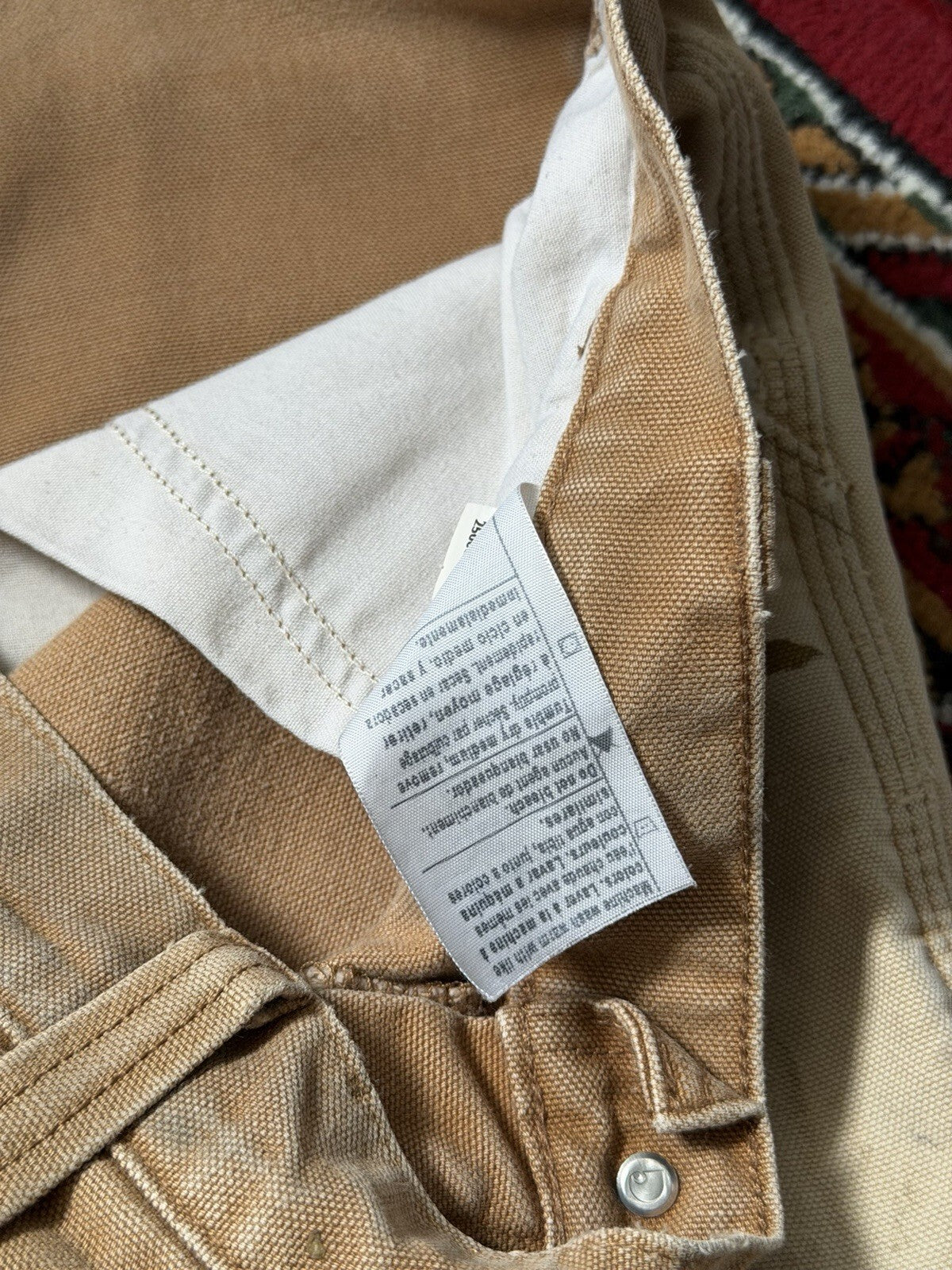 Carhartt Relaxed Fit Single Knee Pants Beige Thrashed Faded Size 36/36 Y2K