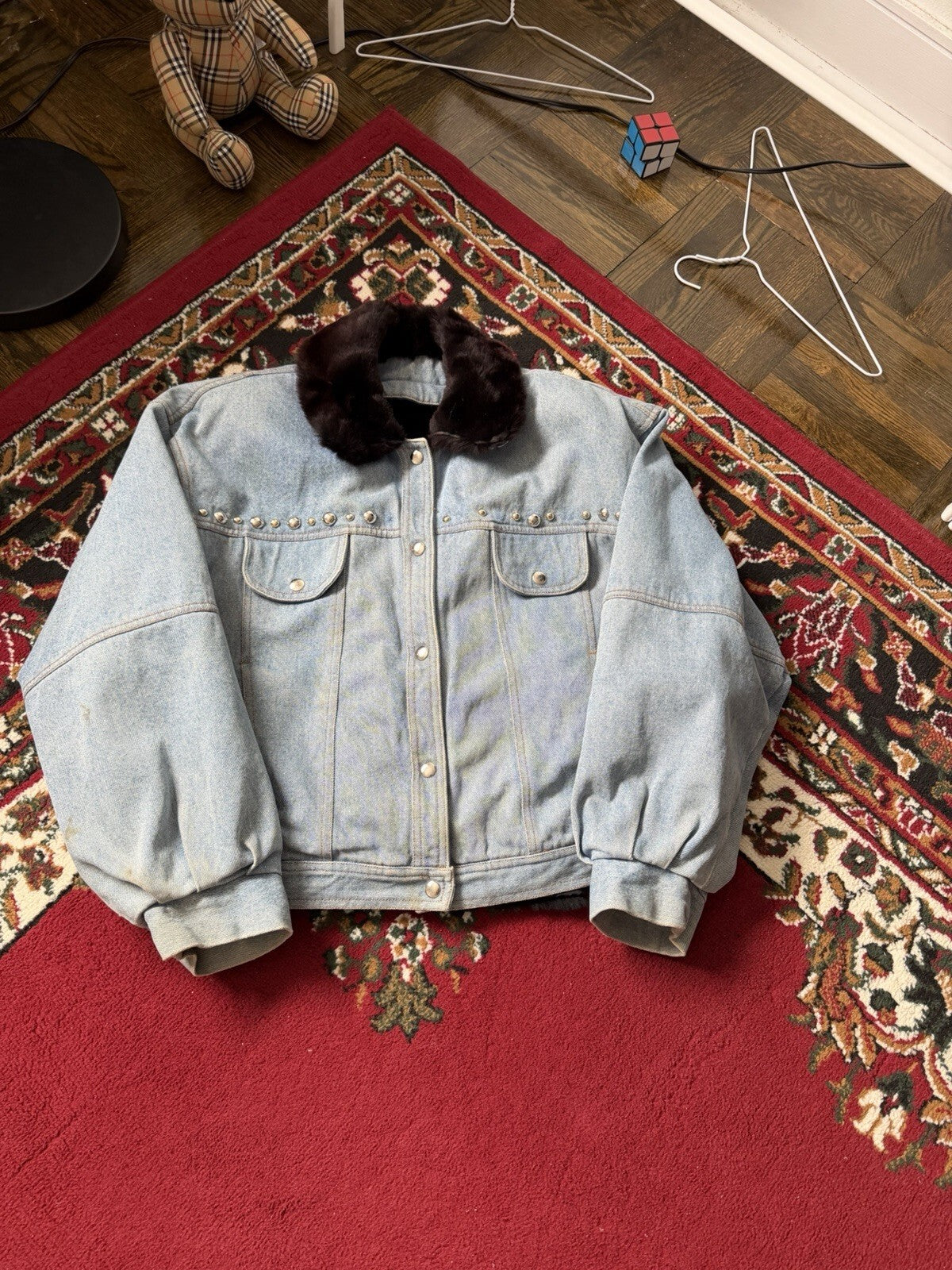 D'Arcy Moses Indian Nation Denim Jacket x Gilles Allard Wasel Fur Medium RARE!