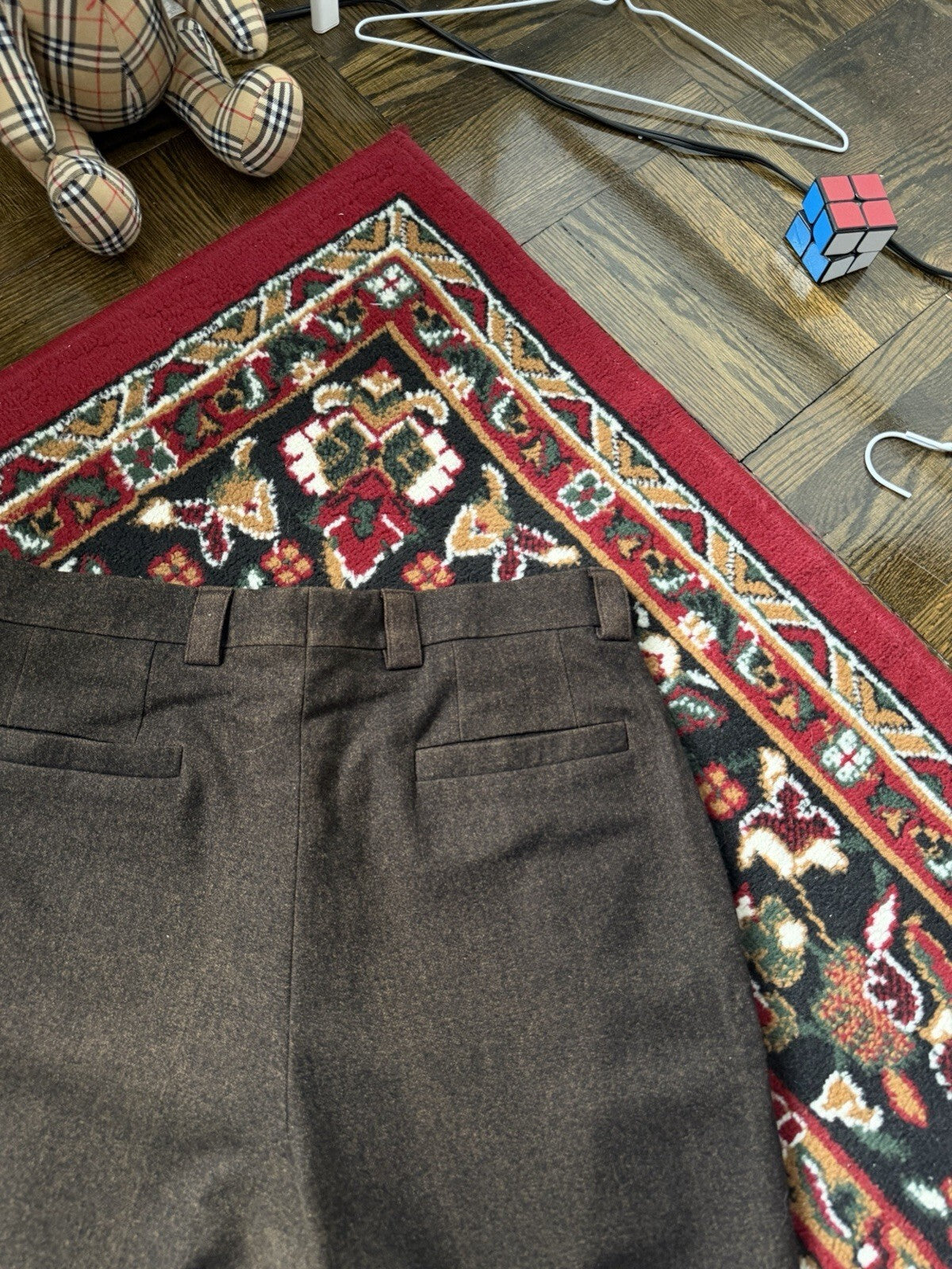 Versace Classic Men's Brown Wool Flat Front Slacks Trousers Dress Pants