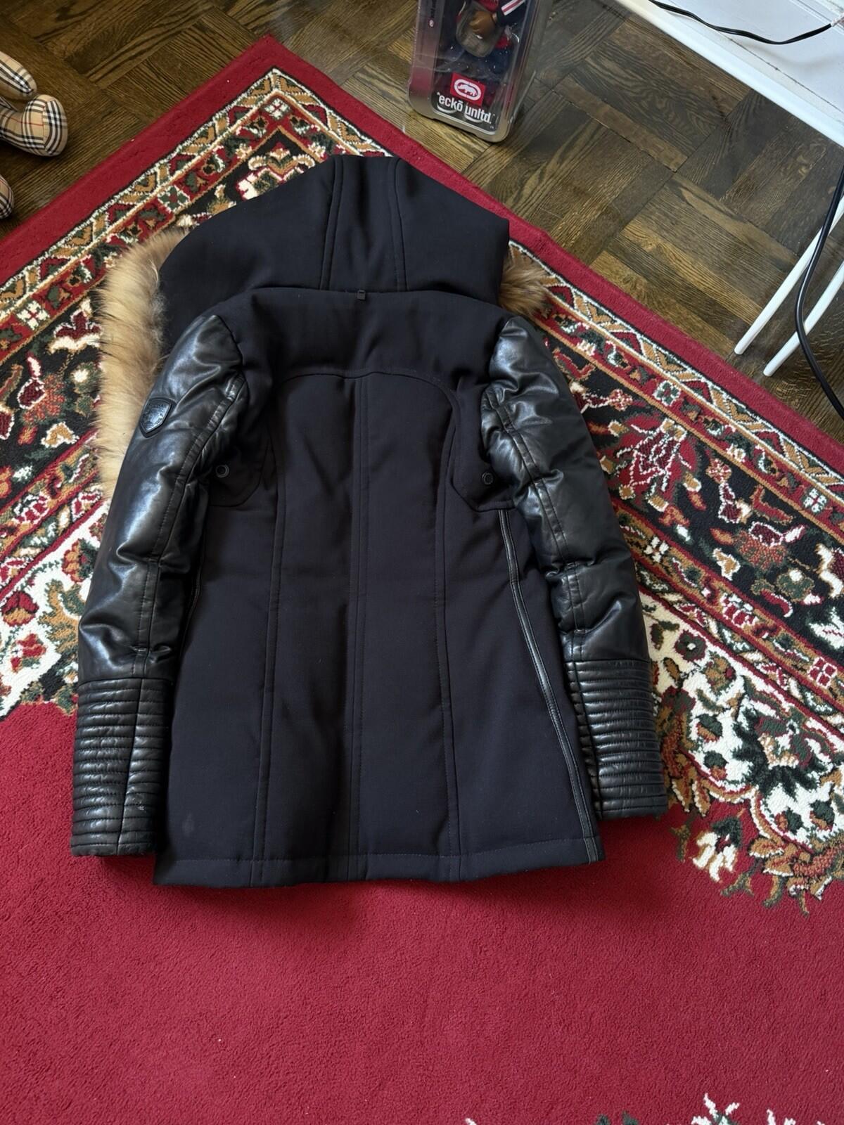 Rudsak Racoon Fur Leather Sleeves Women’s Fitted Down Coat Size S