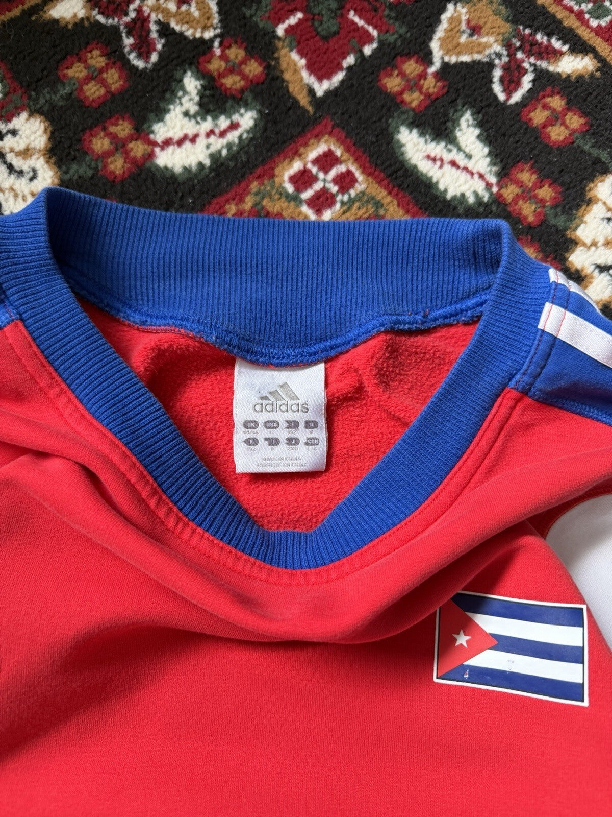 Vintage Cuba Adidas Soccer 3 Stripes Crewneck Sweatshirt Size L 00s