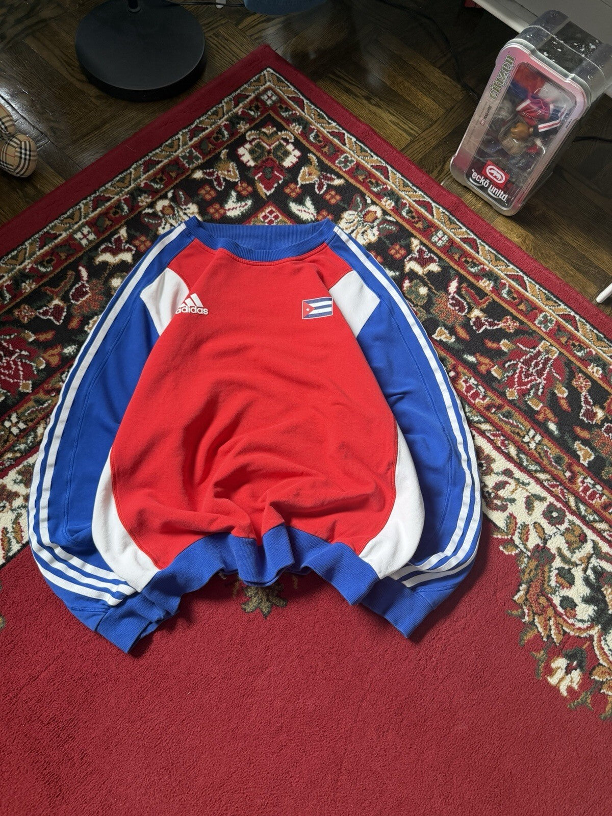 Vintage Cuba Adidas Soccer 3 Stripes Crewneck Sweatshirt Size L 00s