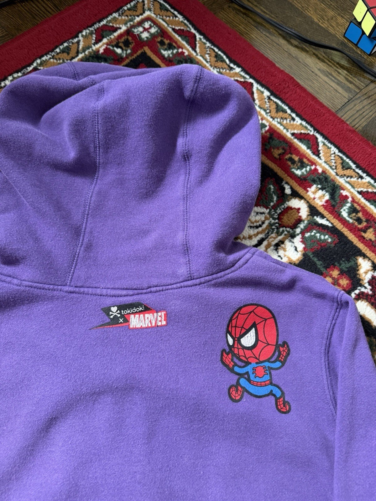 Tokidoki Marvel Pullover Hoodie Womens XL Spider-Man Spidey Super Hero 2011 Y2k