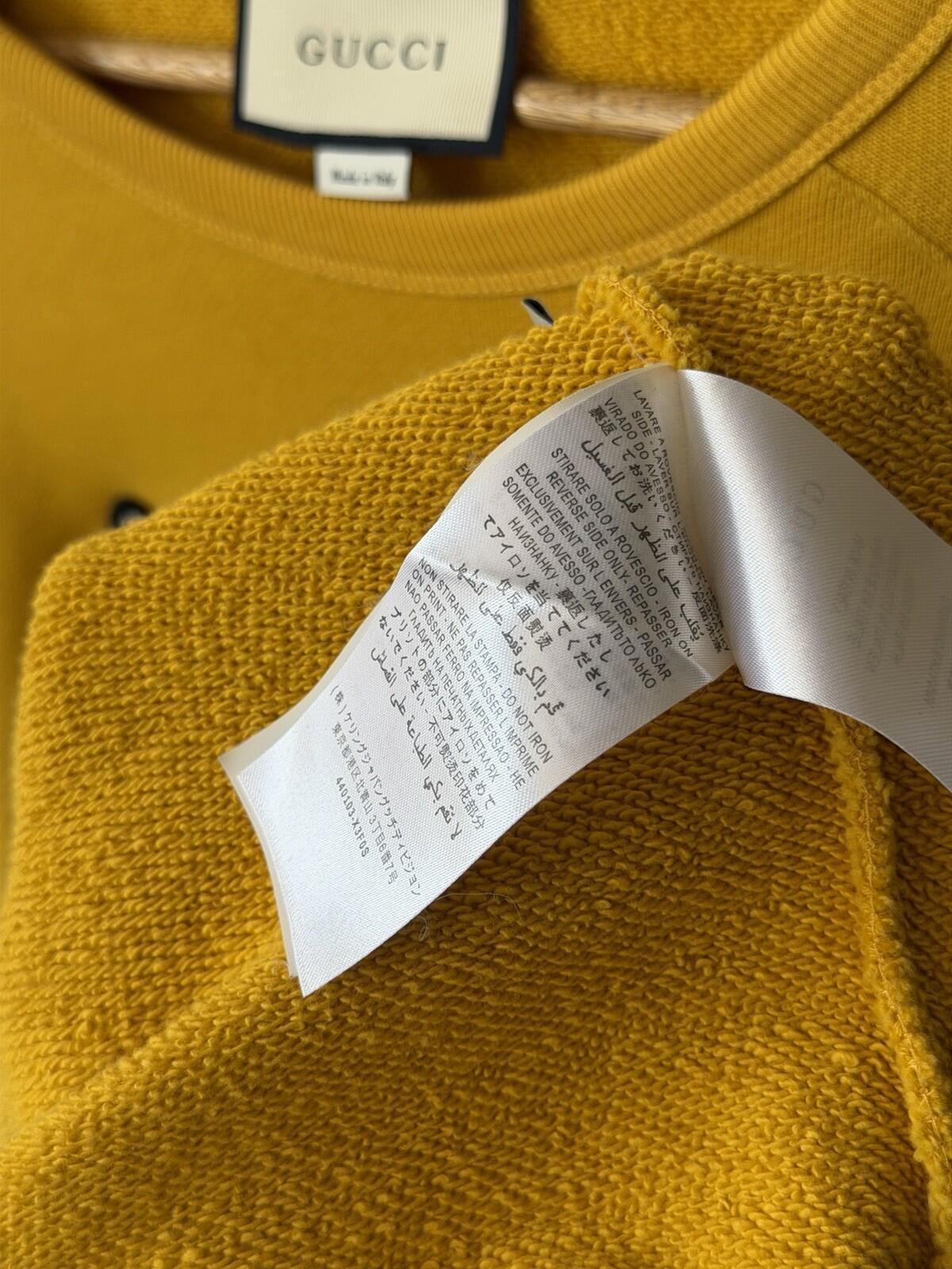 Authentic Gucci Yellow Mustard Mystic Cat Sweatshirt  L Embroidered Gucc