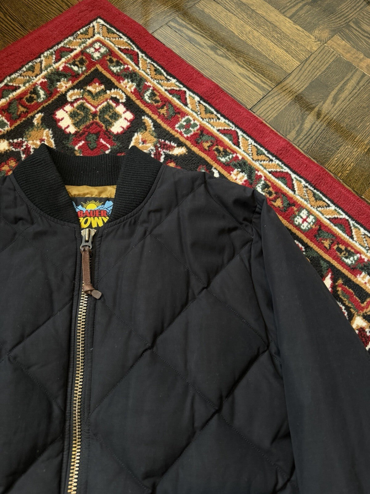 Eddie Bauer Down Bomber Mens Medium 1936 Skyliner Model Jacket Black Quilted