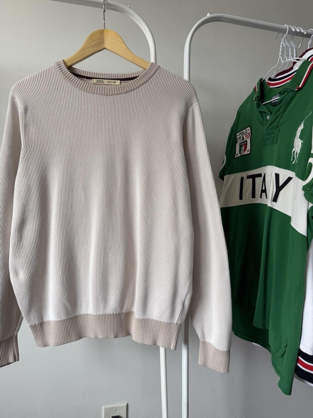Maurizio Baldassari Silk-Cotton Ribbed Crewneck Sweater
