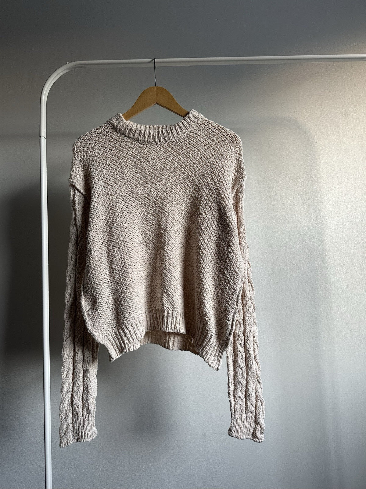 Acne Studios Women's S Oversized Cable Knit Cream White Sweater