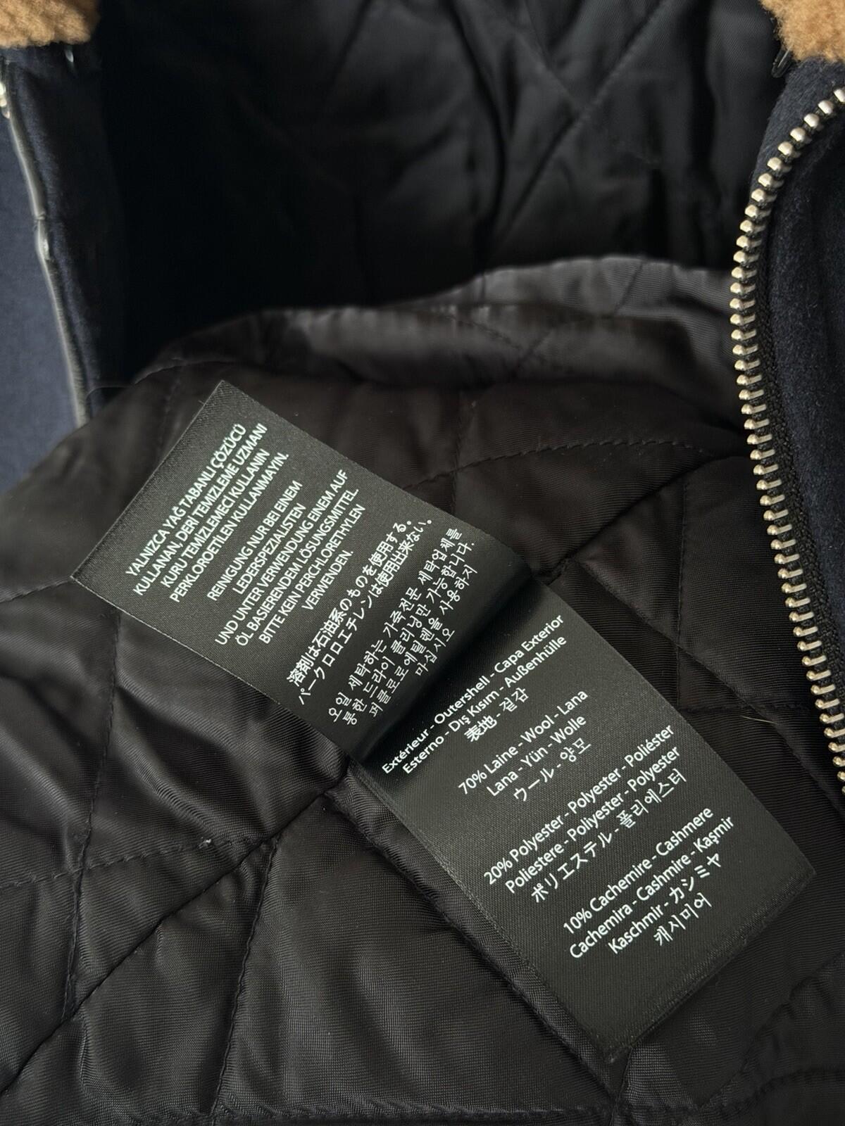 MACKAGE Theo Wool Cashmere Shearling Jacket Real Sheepskin Fur Navy Blue Coat