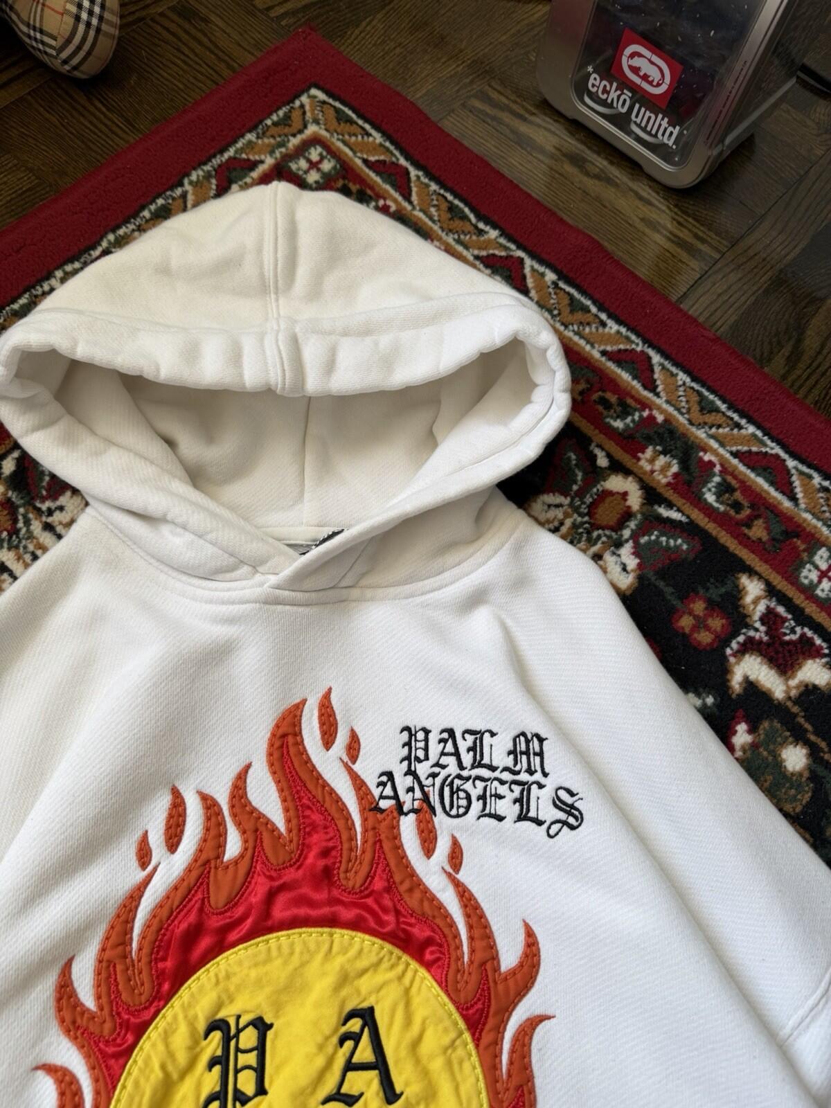 Palm Angels x Smiley Happy Collection Cream White Embroidered Oversized Hoodie S