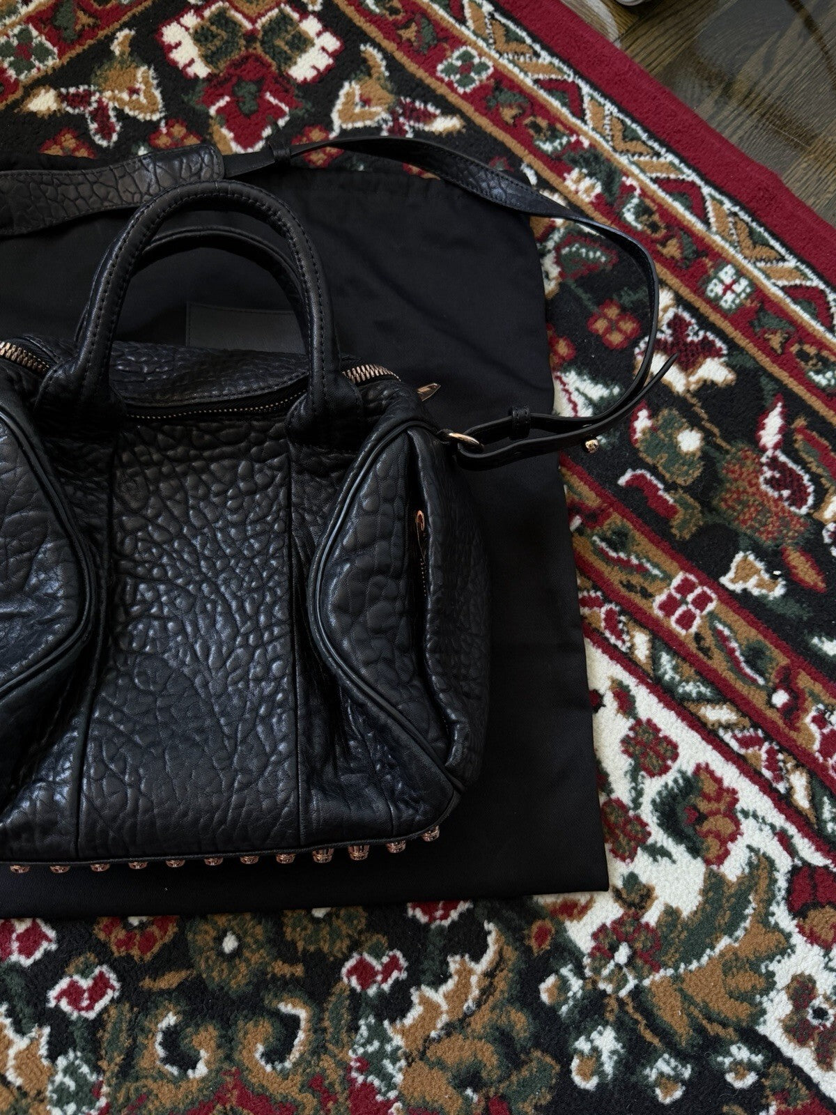 Alexander Wang Rockie Rocco Black Pebbled Lambskin Leather Satchel