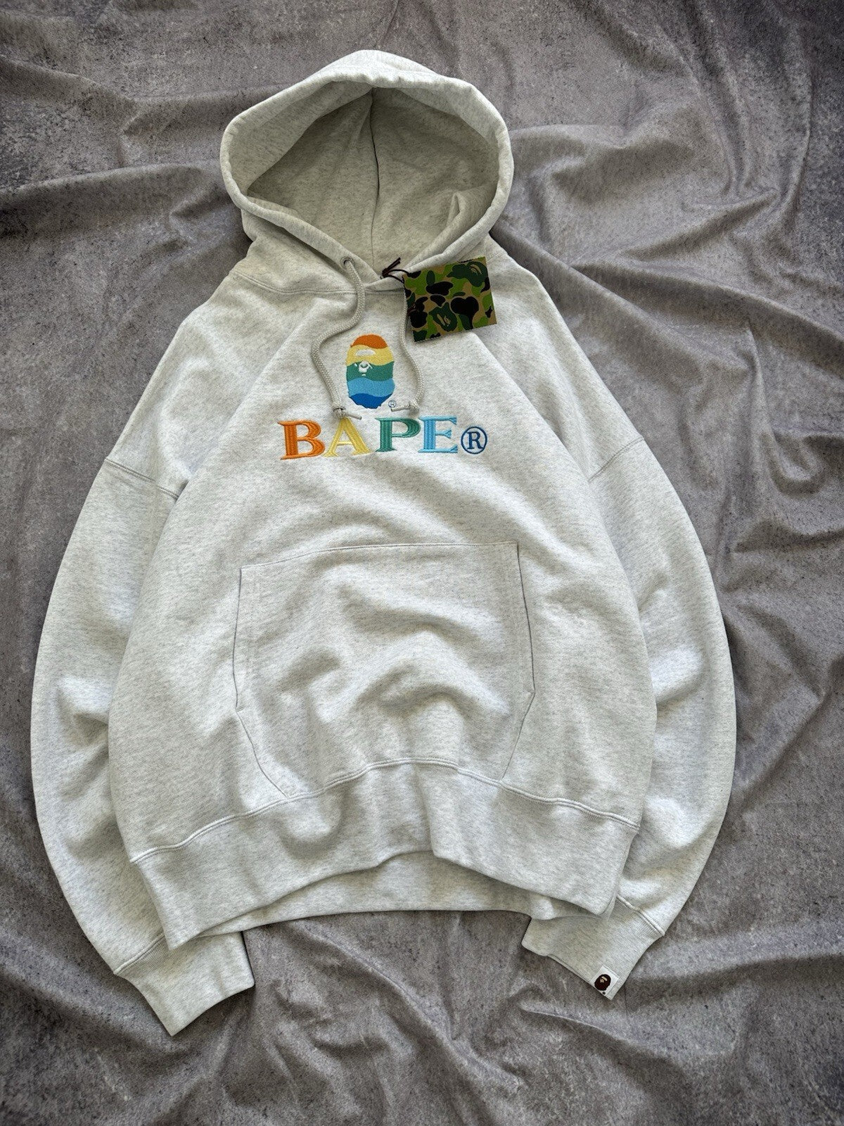 Bape Embroidery Loose Fit Gray Hoodie Size M