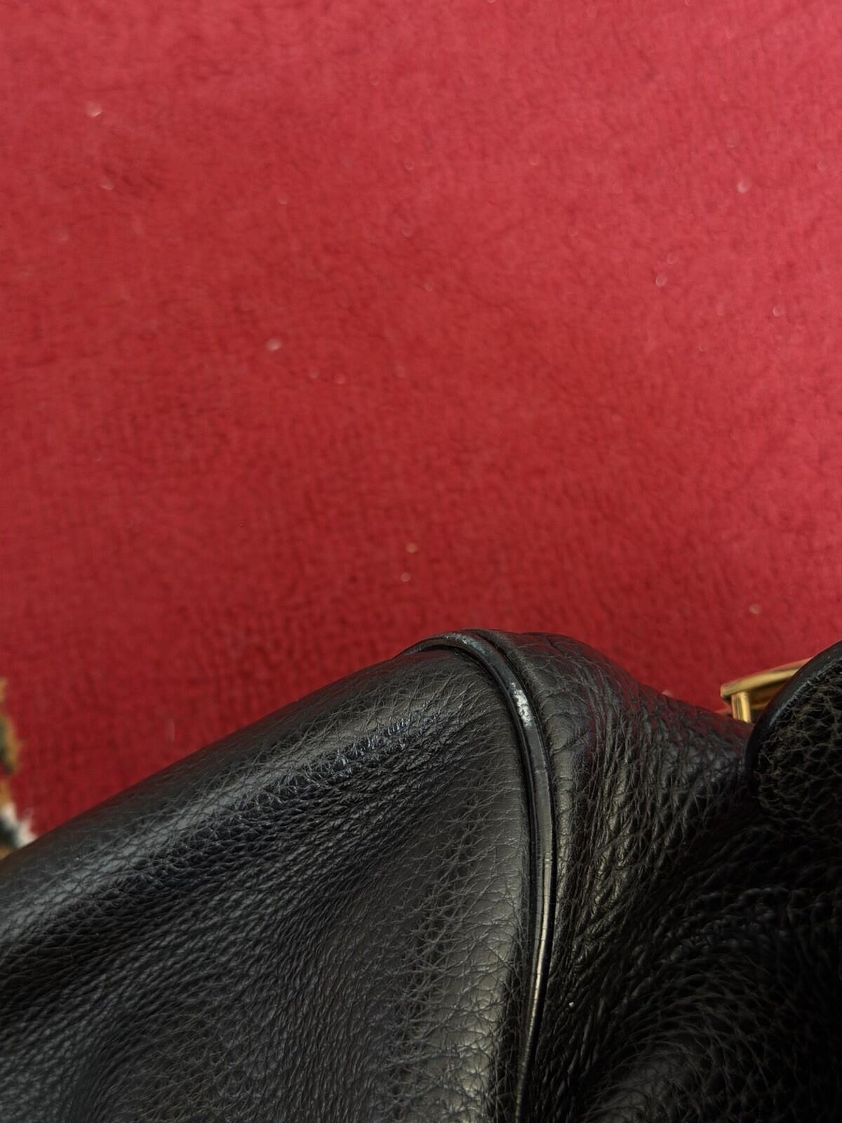 Dolce & Gabbana Y2K Black Pebbled Leather Buckle Shoulder Bag Leopard Lining