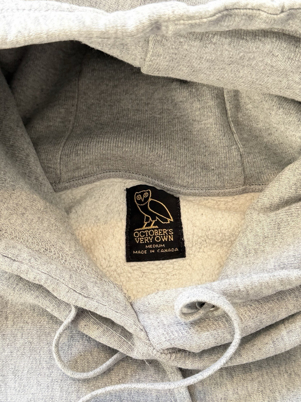 Octobers Very Own Hoodie Mens M Gray  Fleece Lined Owl Logo Sweatshirt OVO Drake