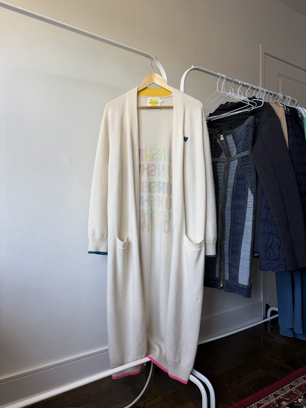 SUPER RARE Kerri Rosenthal Cashmere Open Front Long Cardigan Size S