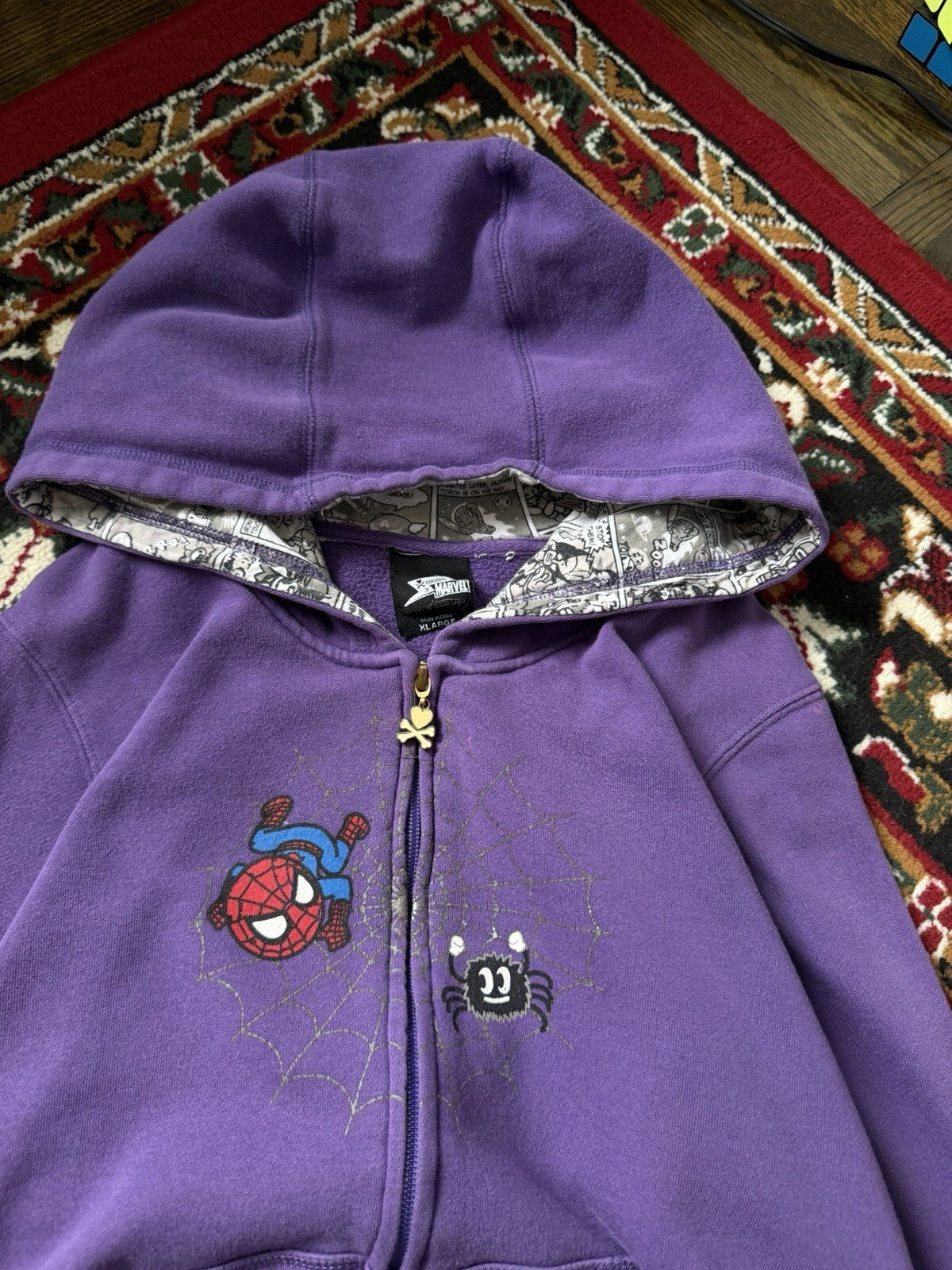 Tokidoki Marvel Pullover Hoodie Womens XL Spider-Man Spidey Super Hero 2011 Y2k