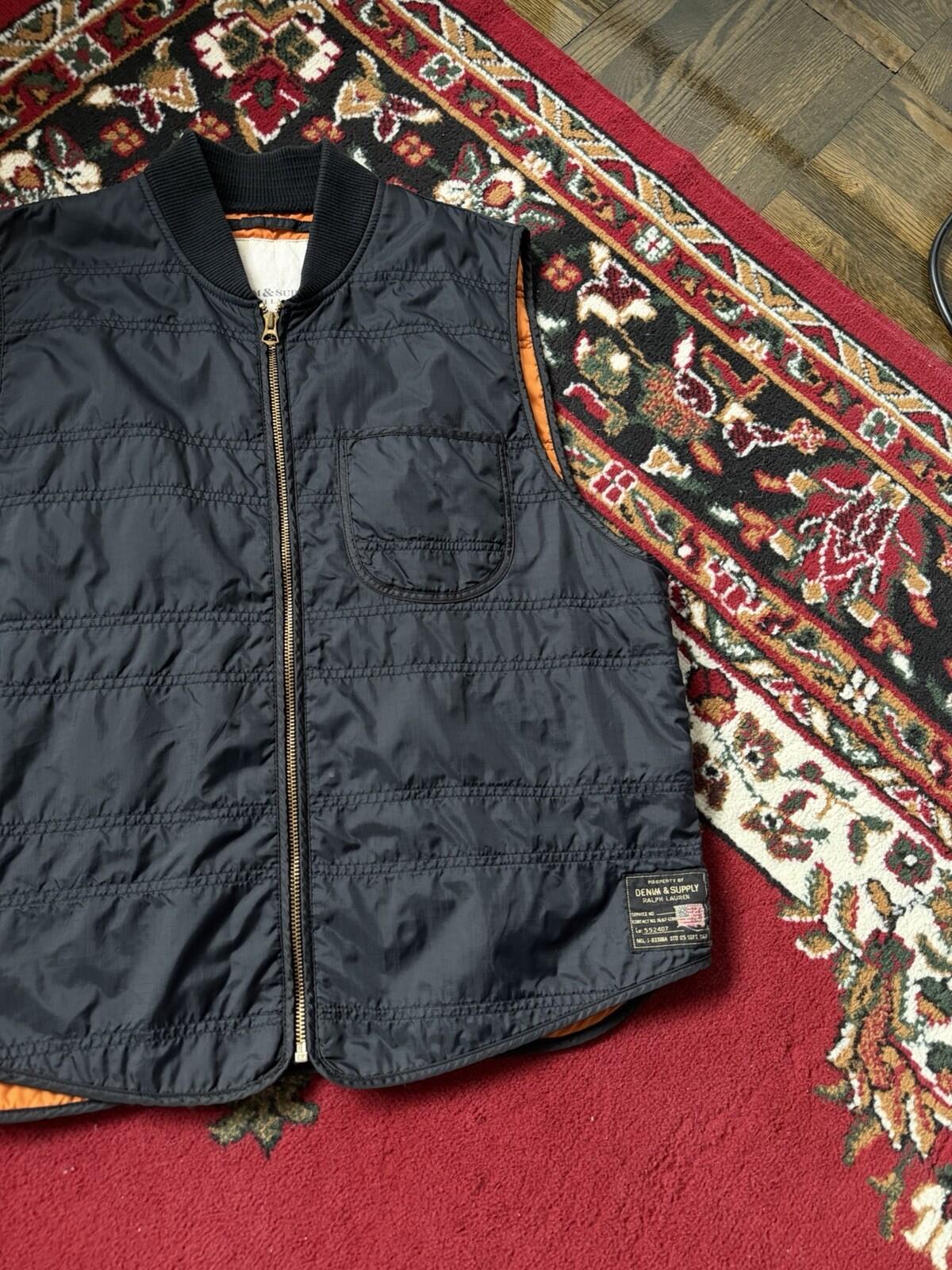 Denim & Supply Ralph Lauren Vest Mens L Black Quilted Nylon Puffer Vintage Y2K
