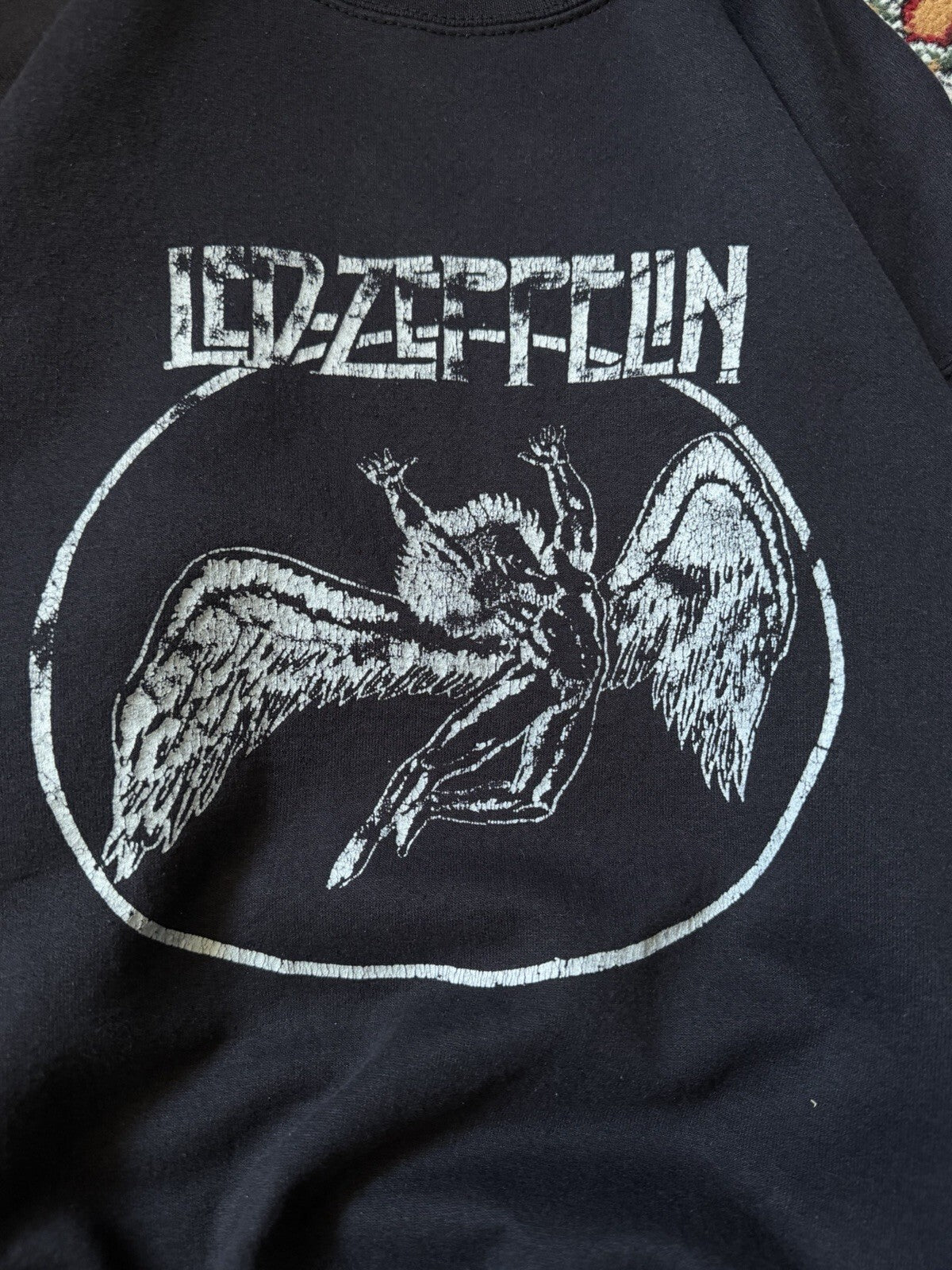 90s Led Zeppelin Swan Song Angel  Faded Black Sweatshirt