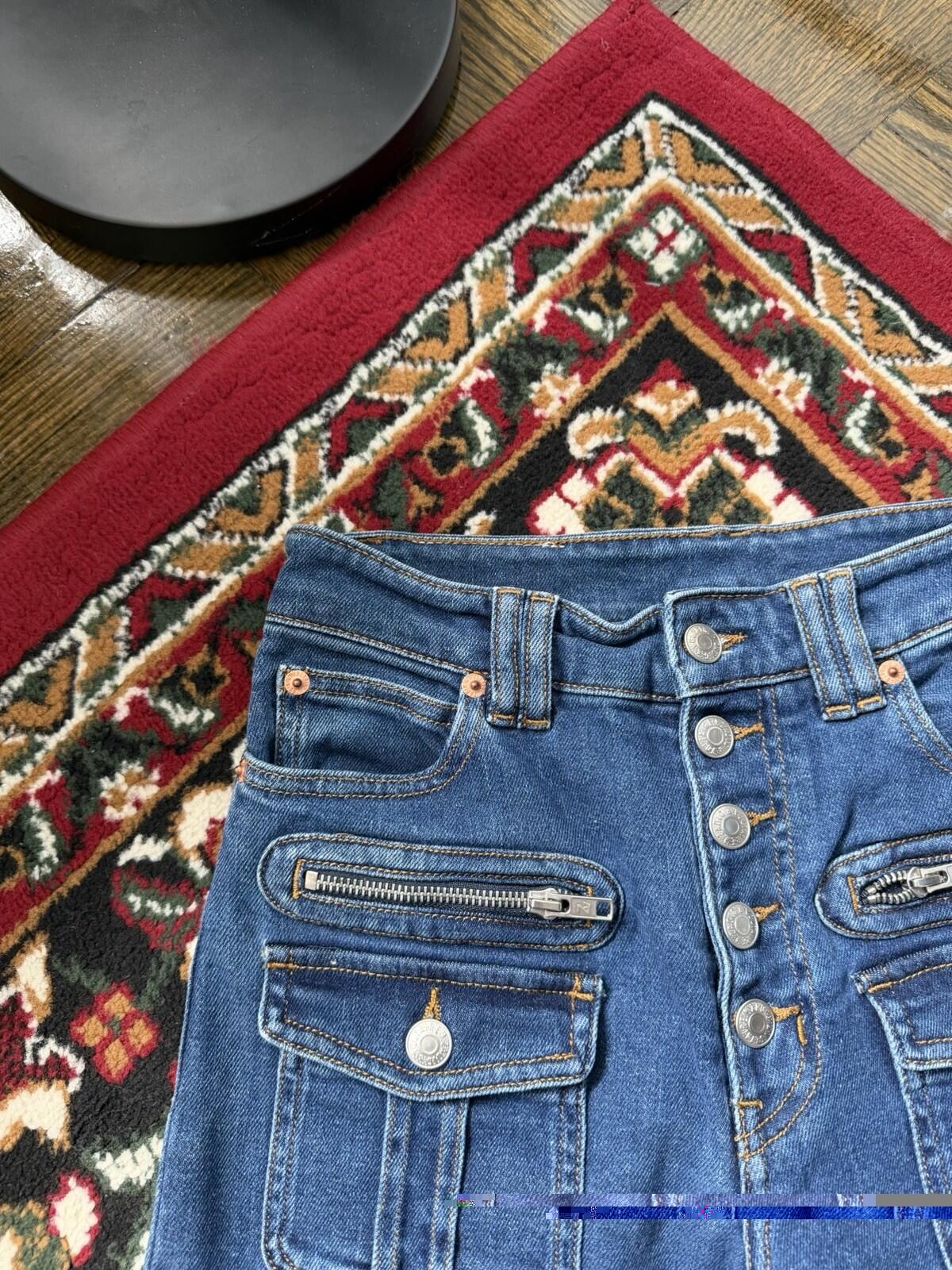 Zadig & Voltaire Womens Zipped Pocket Jeans Blue Cotton High Rise Button Size 26