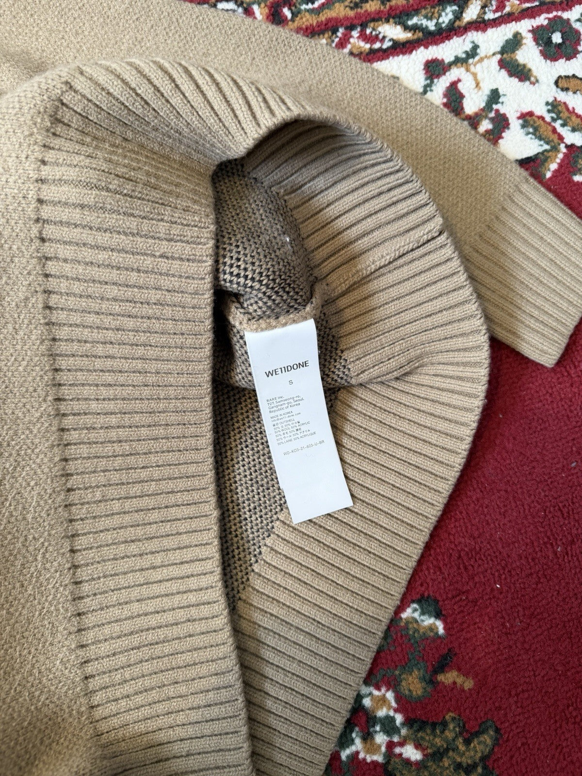 We11done Square Logo Pile Knit Sweater Beige Size S Welldone
