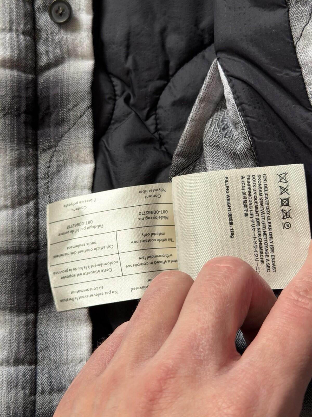 Acne Studios Oxton Oversized Quilted Shirt Jacket White/Black Plaid Size 50 US L