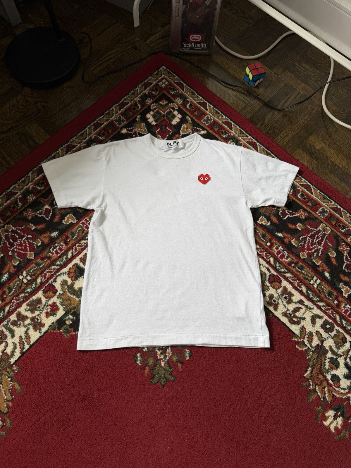 Comme des Garçons Play x Art Work By Invider Heart Size L White Tee