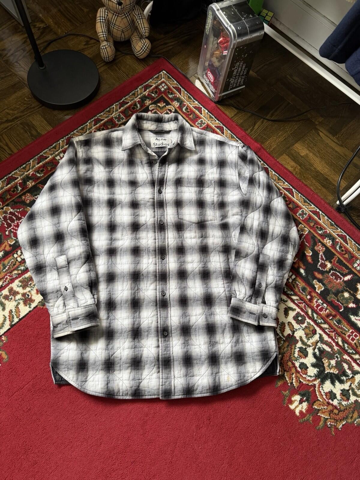 Acne Studios Oxton Oversized Quilted Shirt Jacket White/Black Plaid Size 50 US L