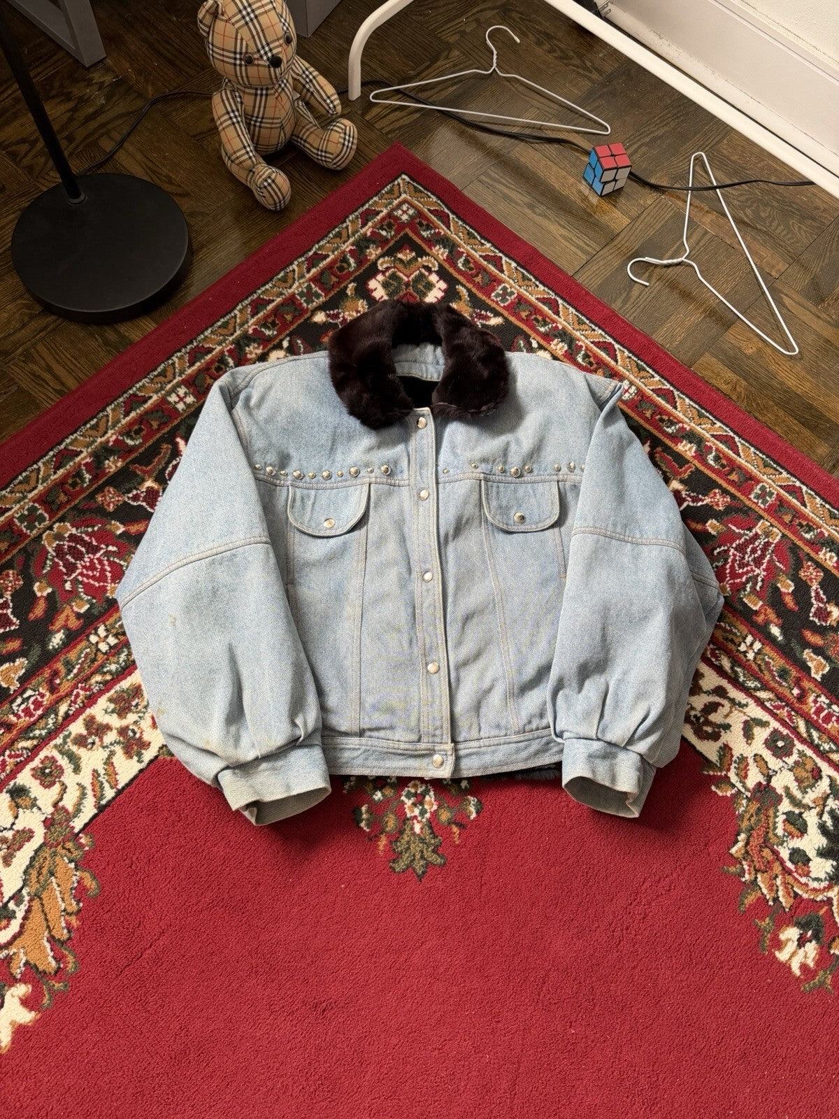 D'Arcy Moses Indian Nation Denim Jacket x Gilles Allard Wasel Fur Medium RARE!