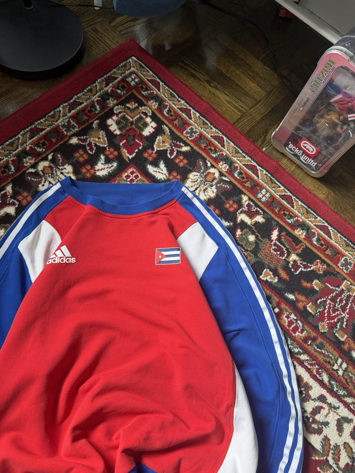Vintage Cuba Adidas Soccer 3 Stripes Crewneck Sweatshirt Size L 00s