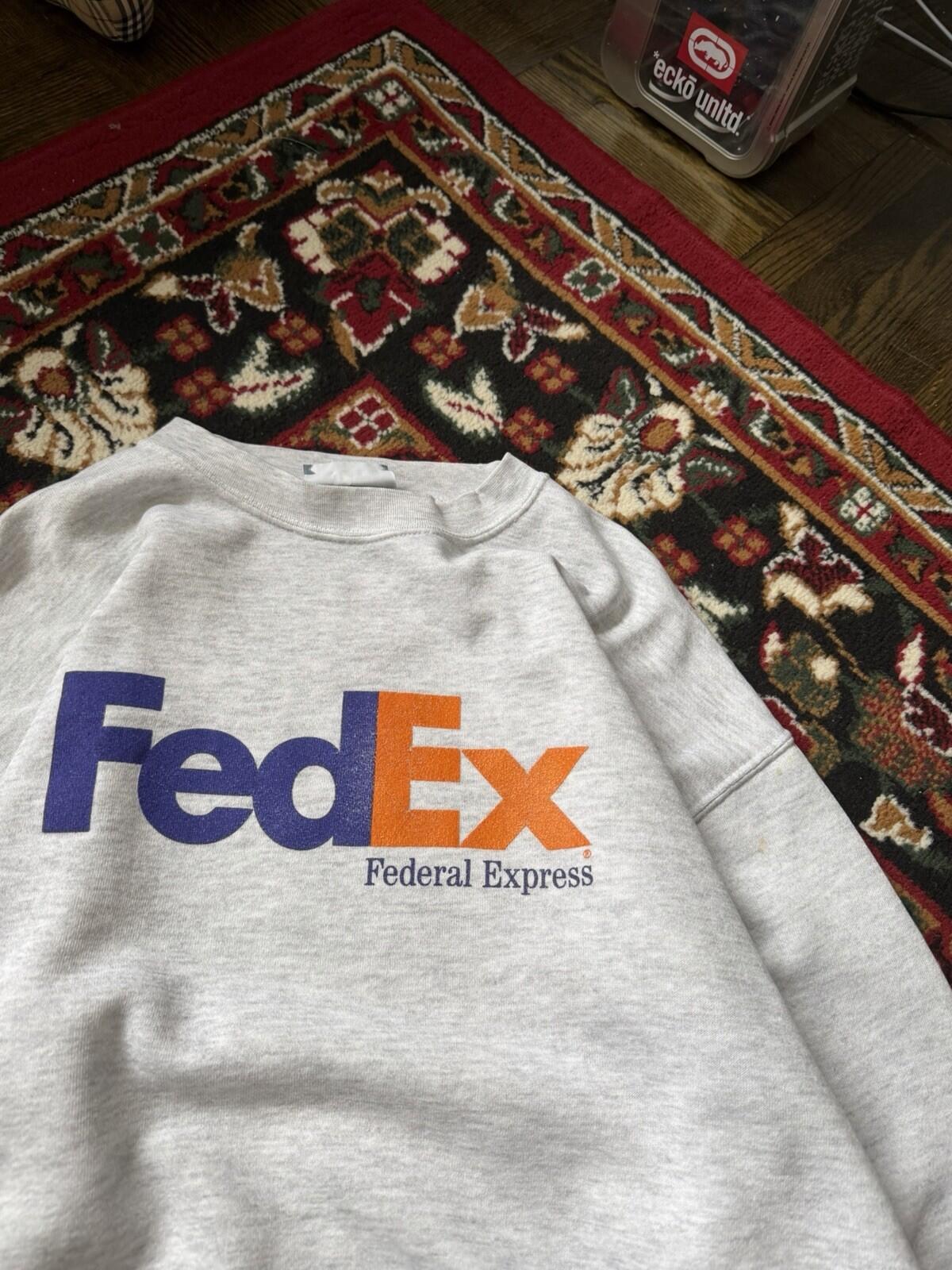 Vintage FedEx Federal Express Sweatshirt Mens L Lee Heavyweight 90s Crewneck
