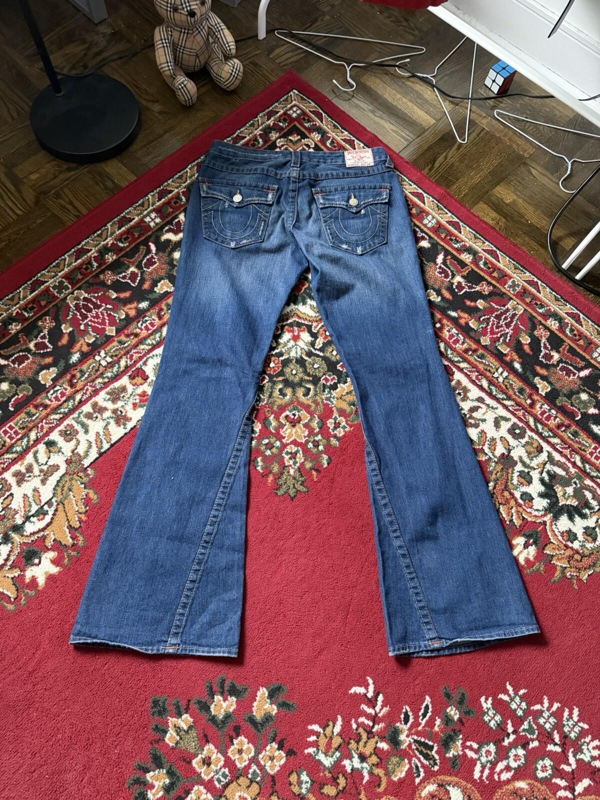Vtg True Religion #503 Joey Blue Jeans Woodstock Distressed Bell Bottom Pants 31