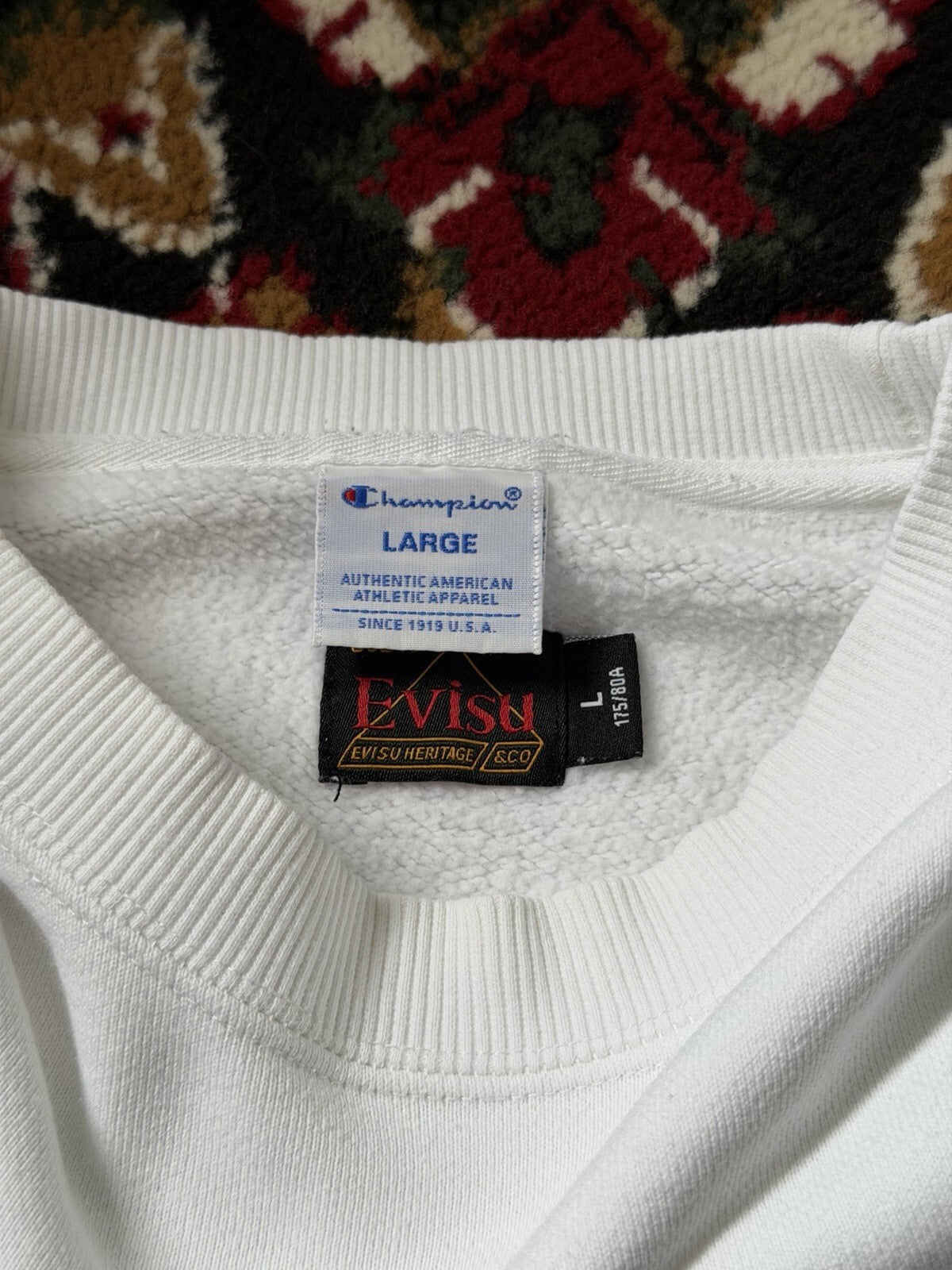 Vintage Evisu God of Prosperity Heritage White Sweatshirt Big Logo