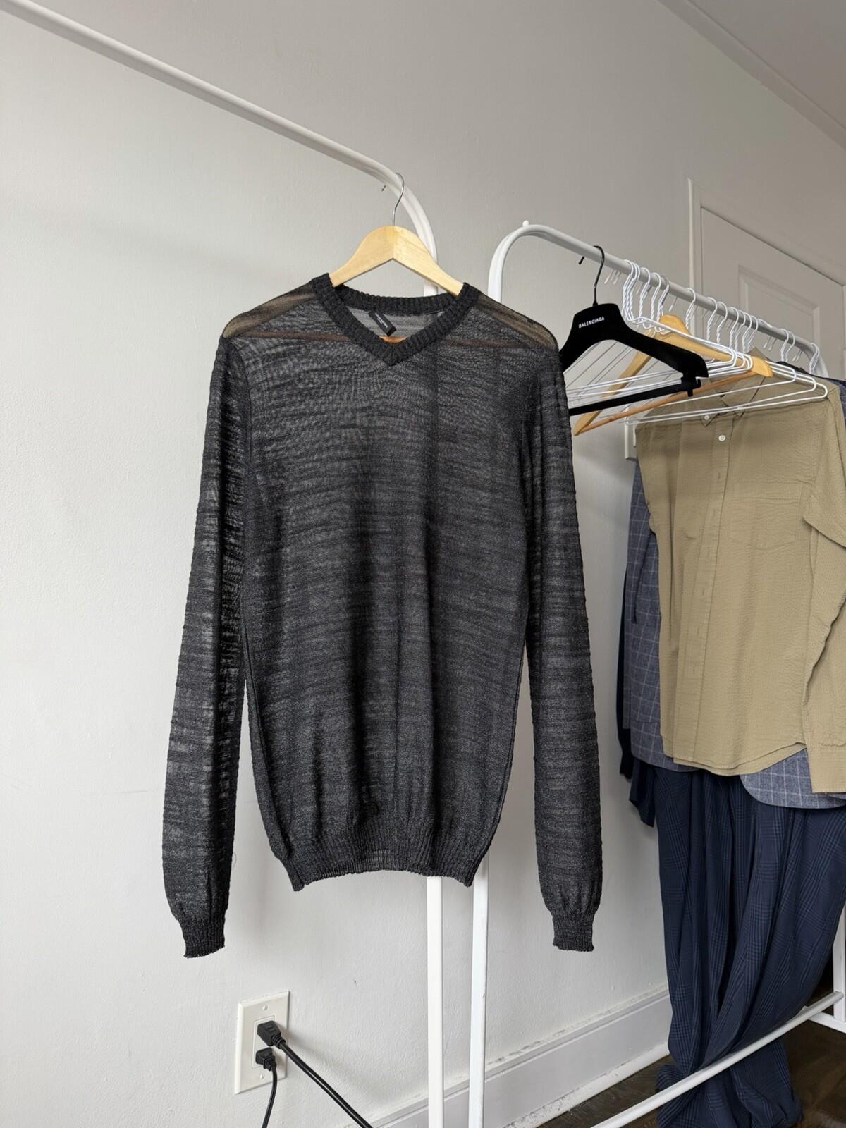 Costume National Homme Viscose/Polyamide Transparent Knit Sweater Metal Effect