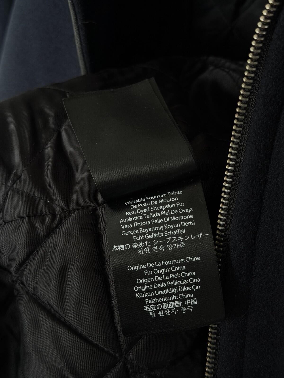 MACKAGE Theo Wool Cashmere Shearling Jacket Real Sheepskin Fur Navy Blue Coat