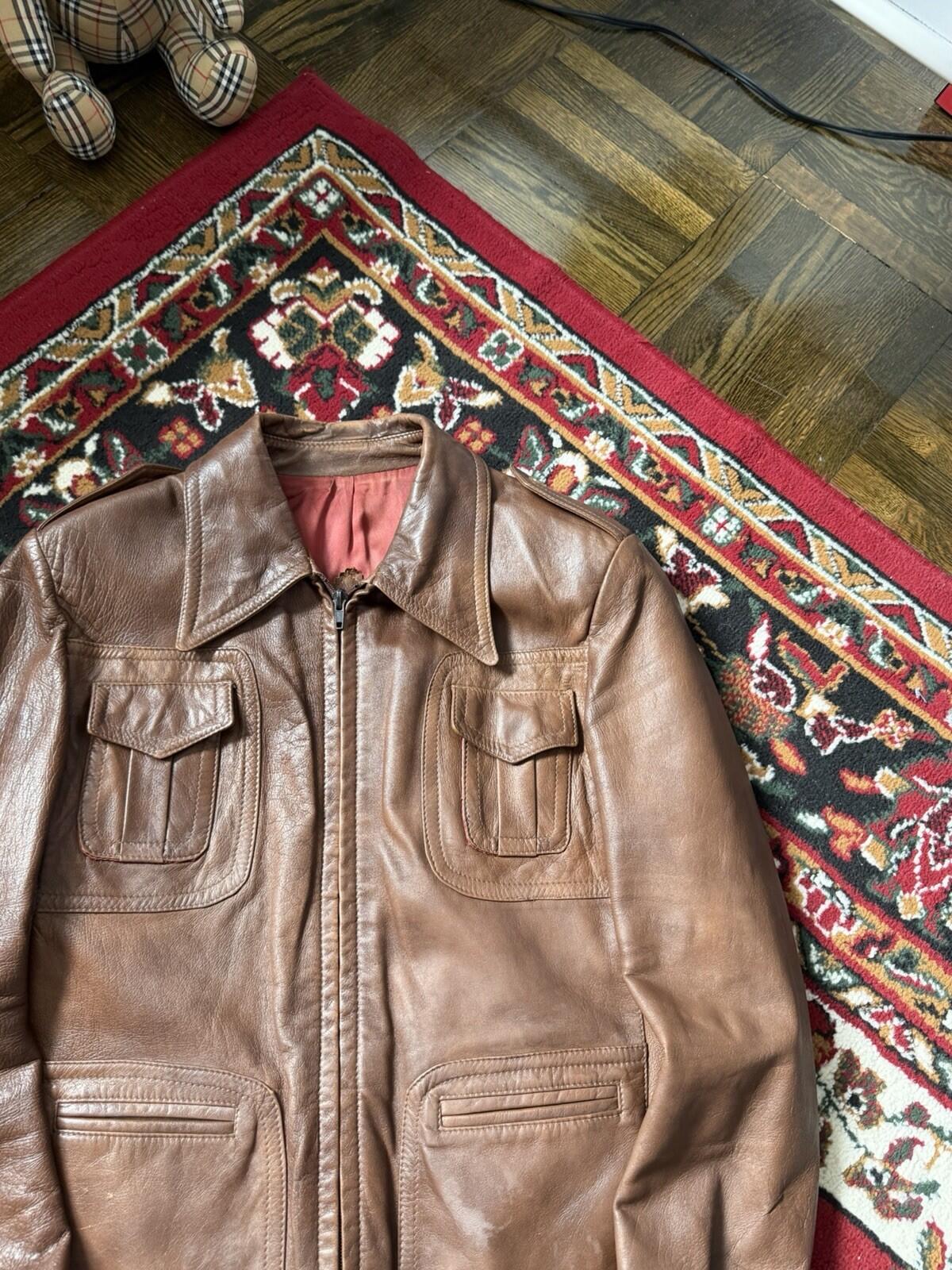 1960s Vintage Men's British ‘Clix’ Zipper Brown Collared Utility Pockets Jacket